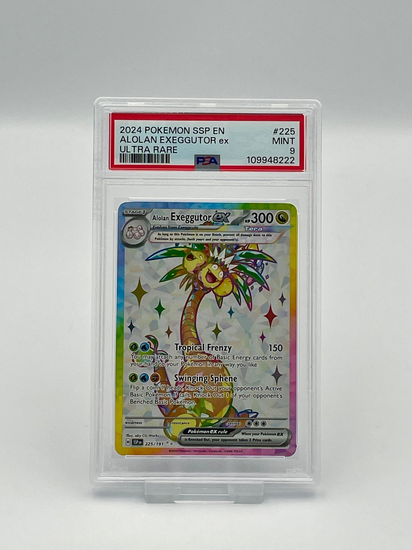 Alolan Exeggutor Ex #225 Ultra Rare – Surging Sparks – PSA 9