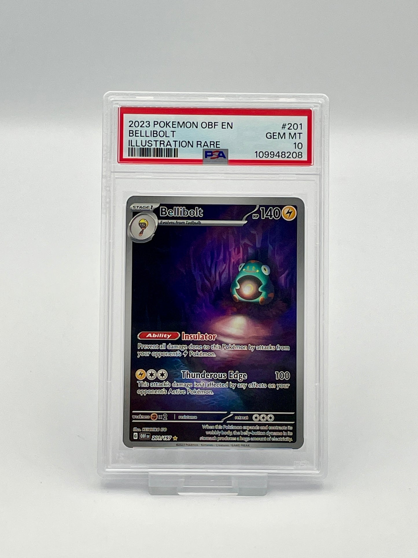 Bellibolt #201 Illustration Rare – Obsidian Flames – PSA 10