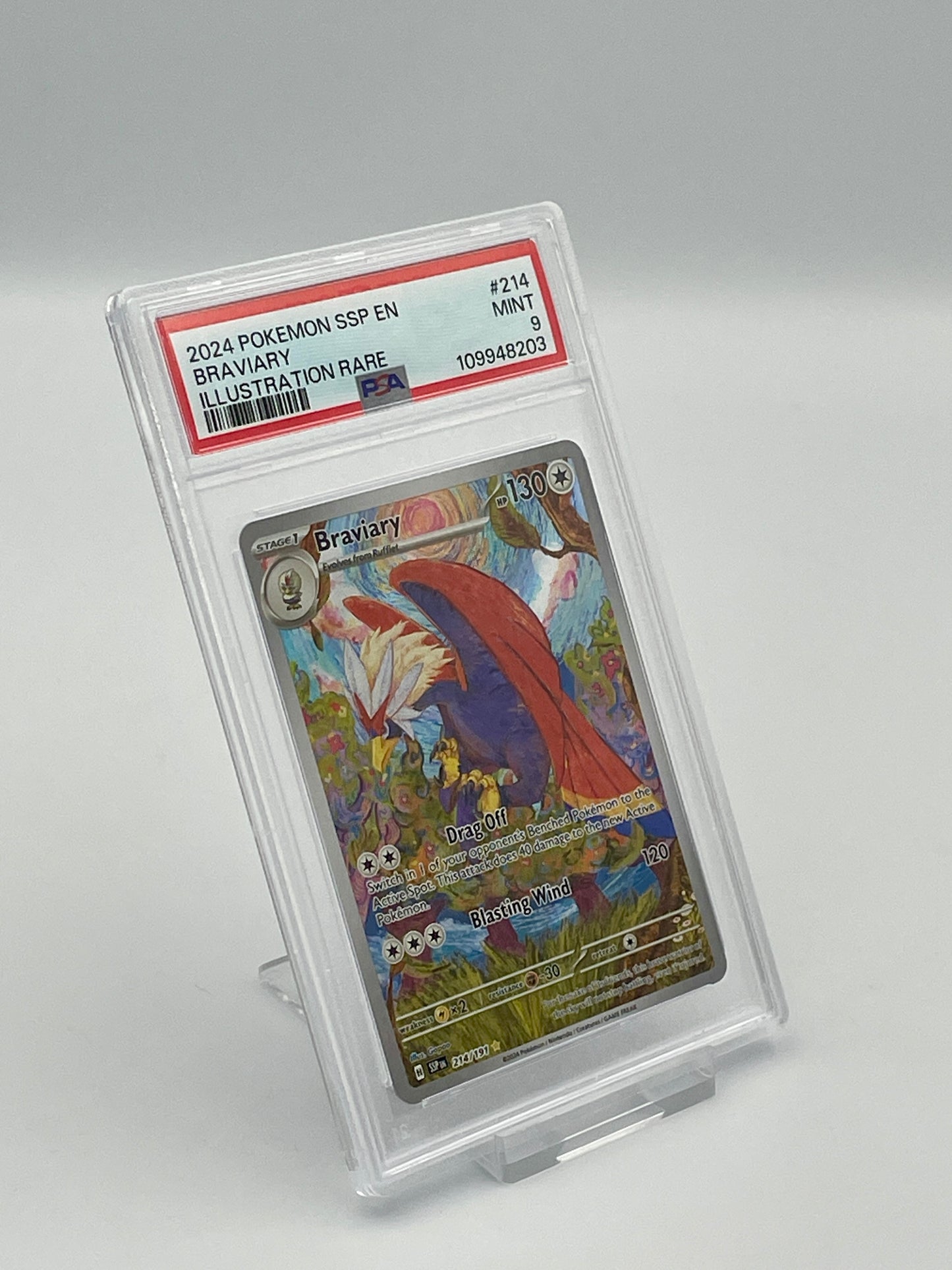 Braviary #214 Illustration Rare – Surging Sparks – PSA 9
