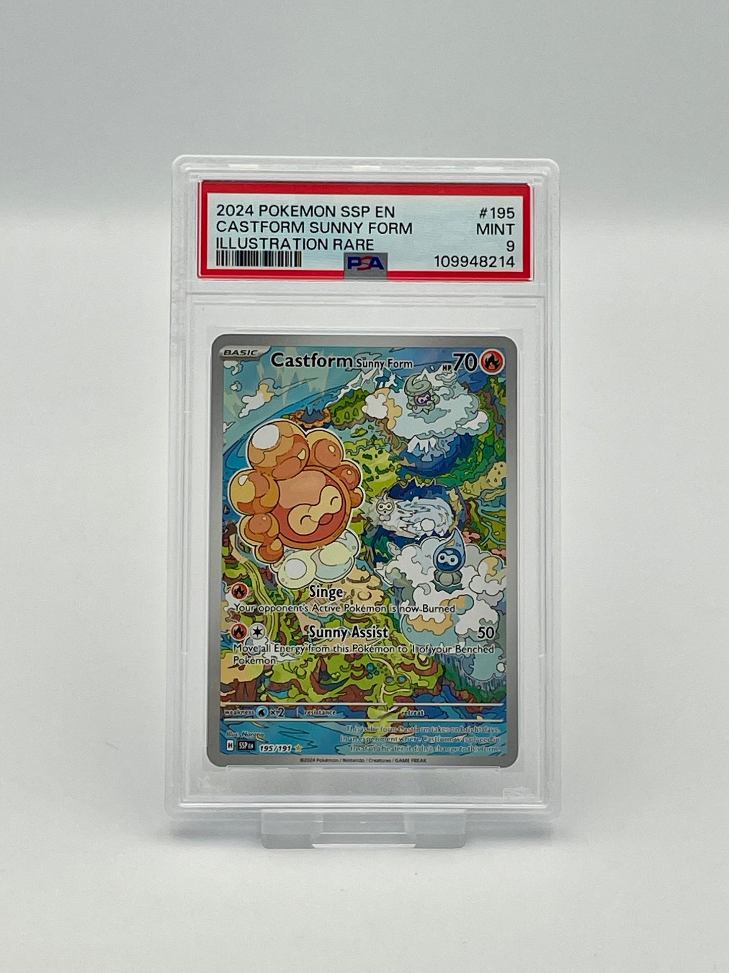 Castform Sunny Form #195 Illustration Rare – Surging Sparks – PSA 9