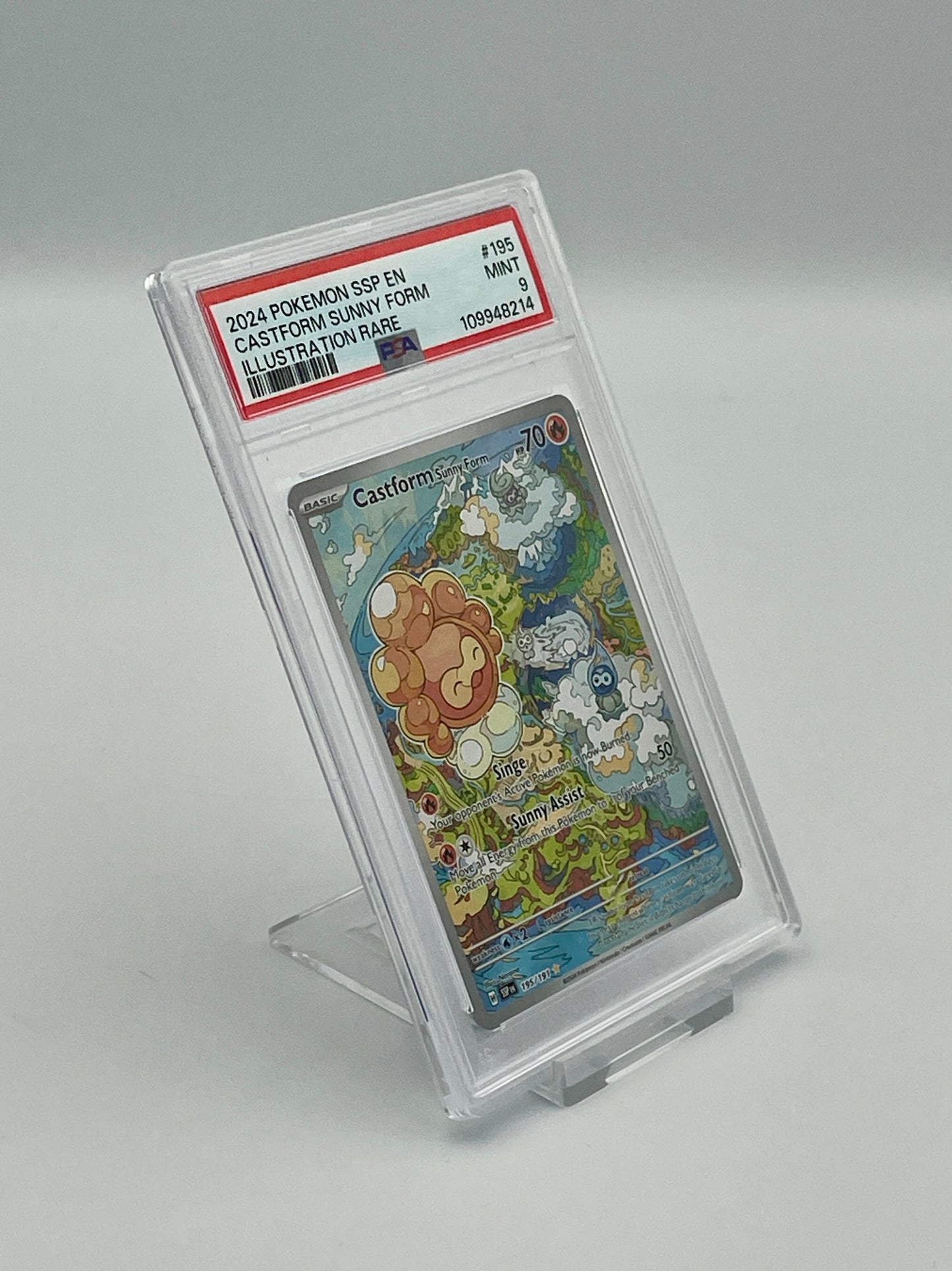 Castform Sunny Form #195 Illustration Rare – Surging Sparks – PSA 9