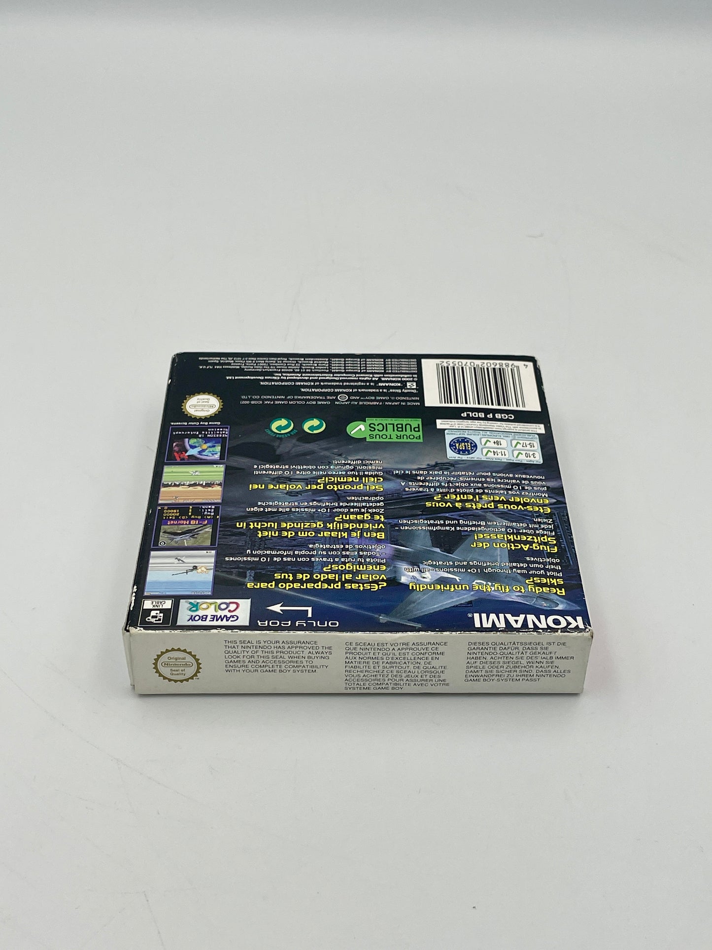 Video game box with Konami branding on a white background