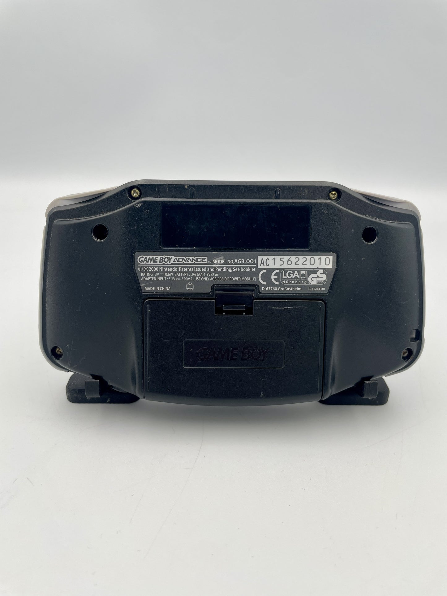 Black electronic device with label on a white background