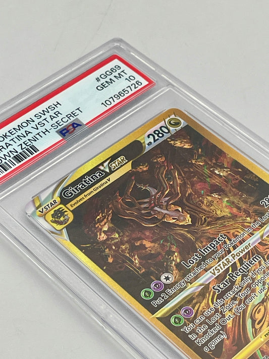 Pokémon trading card in a protective case with a visible PSA grading label.