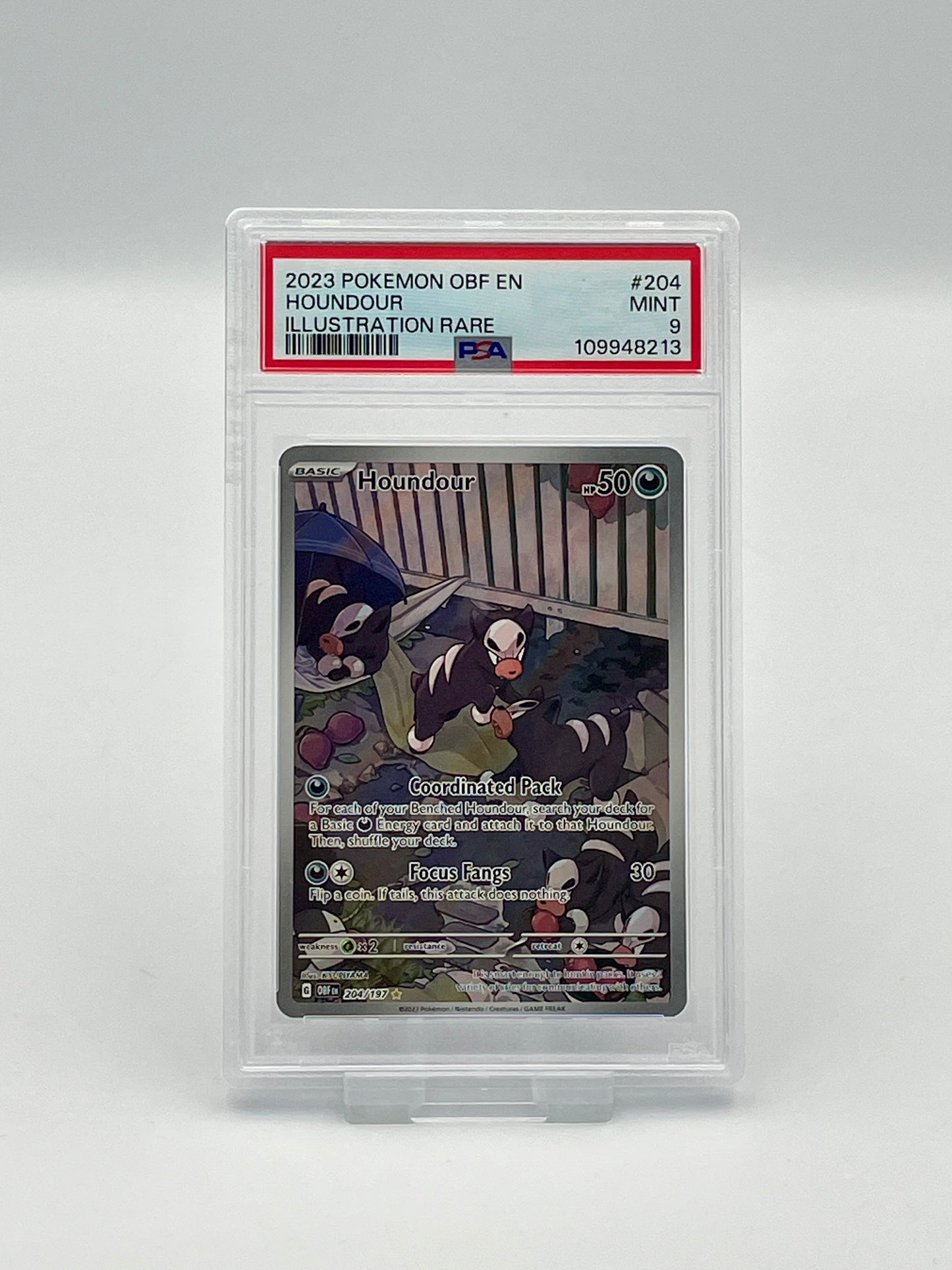 Houndour #204 Illustration Rare – Obsidian Flames – PSA 9