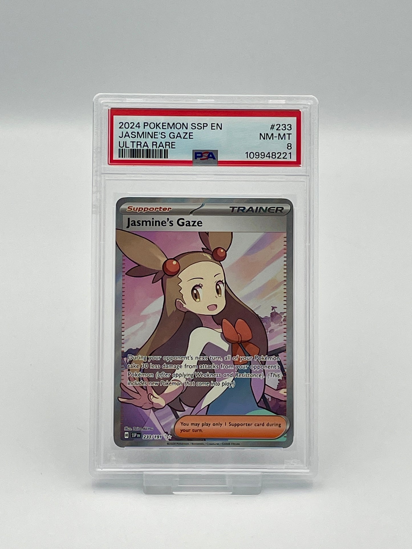 Jasmine’s Gaze #233 Ultra Rare – Surging Sparks – PSA 8