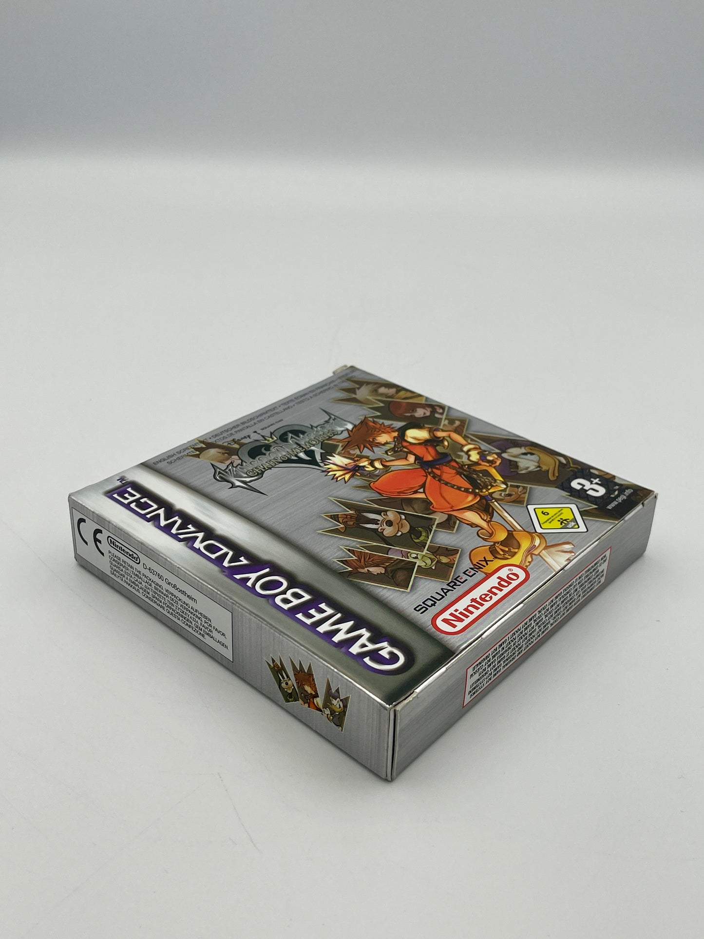 Game Boy Advance game cartridge packaging with Game Boy logo on a gray background