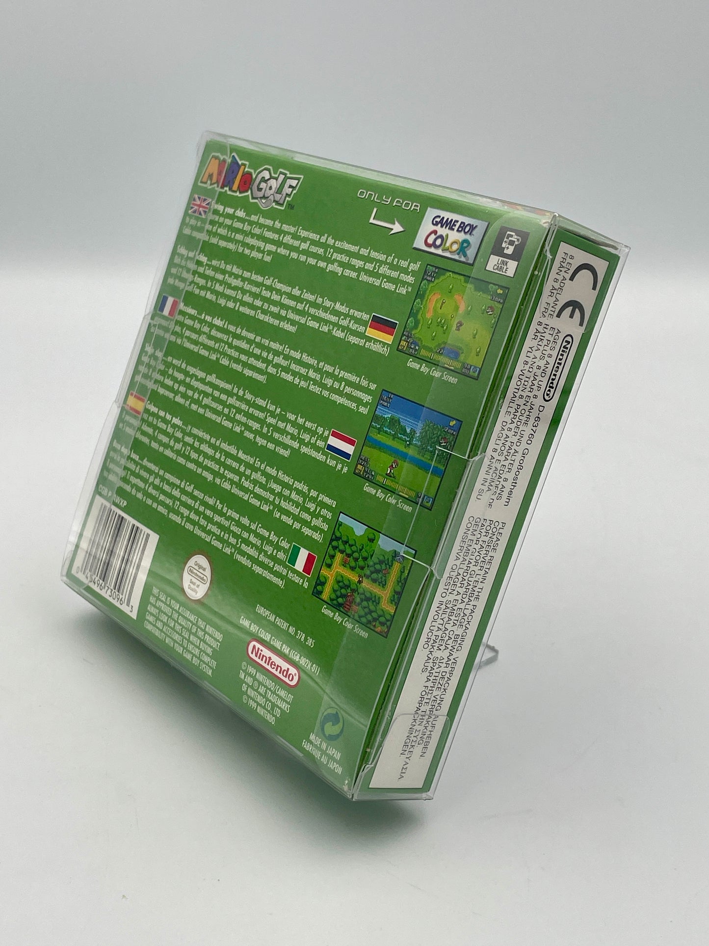 Green packaging of a children's golf game on a white background