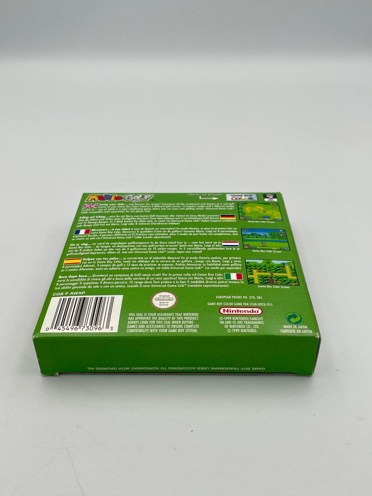 Green box with text and graphics on a gray background