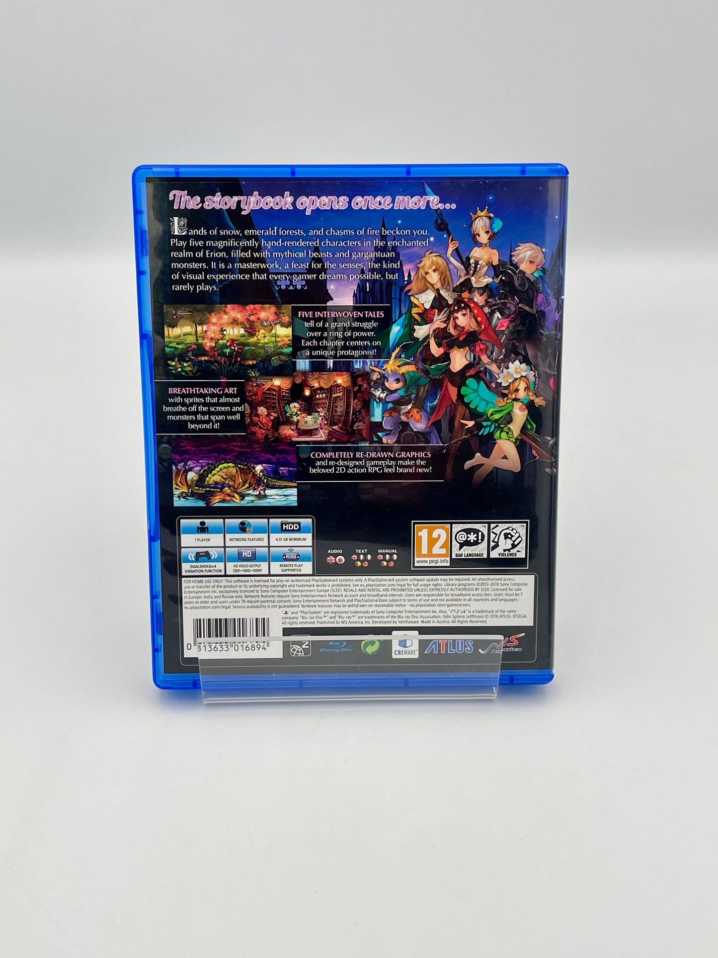 Video game case with character illustrations on a white background