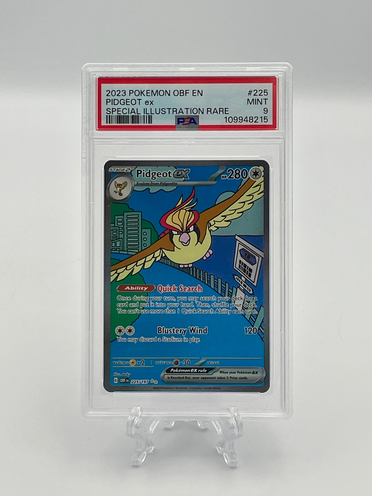Pidgeot Ex #225 Special Illustration Rare – Obsidian Flames – PSA 9
