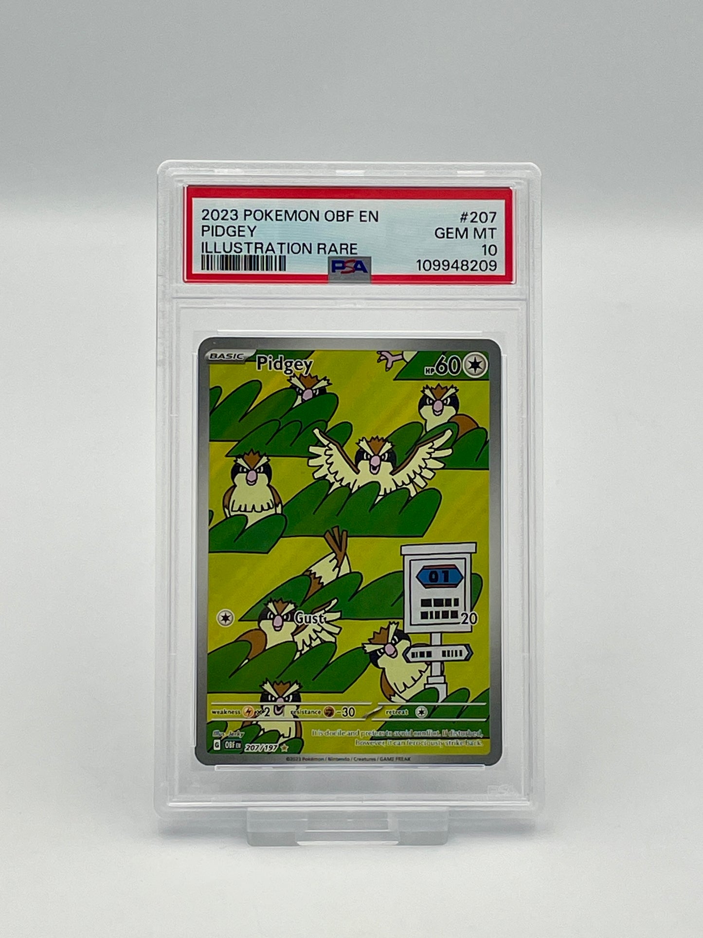 Pidgey #207 Illustration Rare – Obsidian Flames – PSA 10