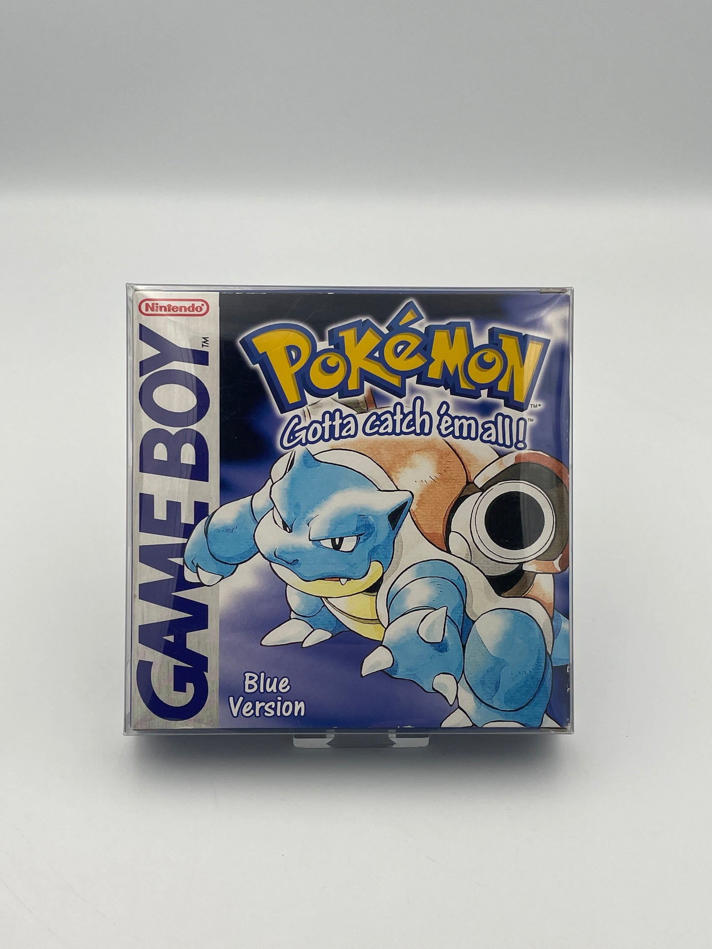 Pokémon Game Boy Blue Version packaging on a white background