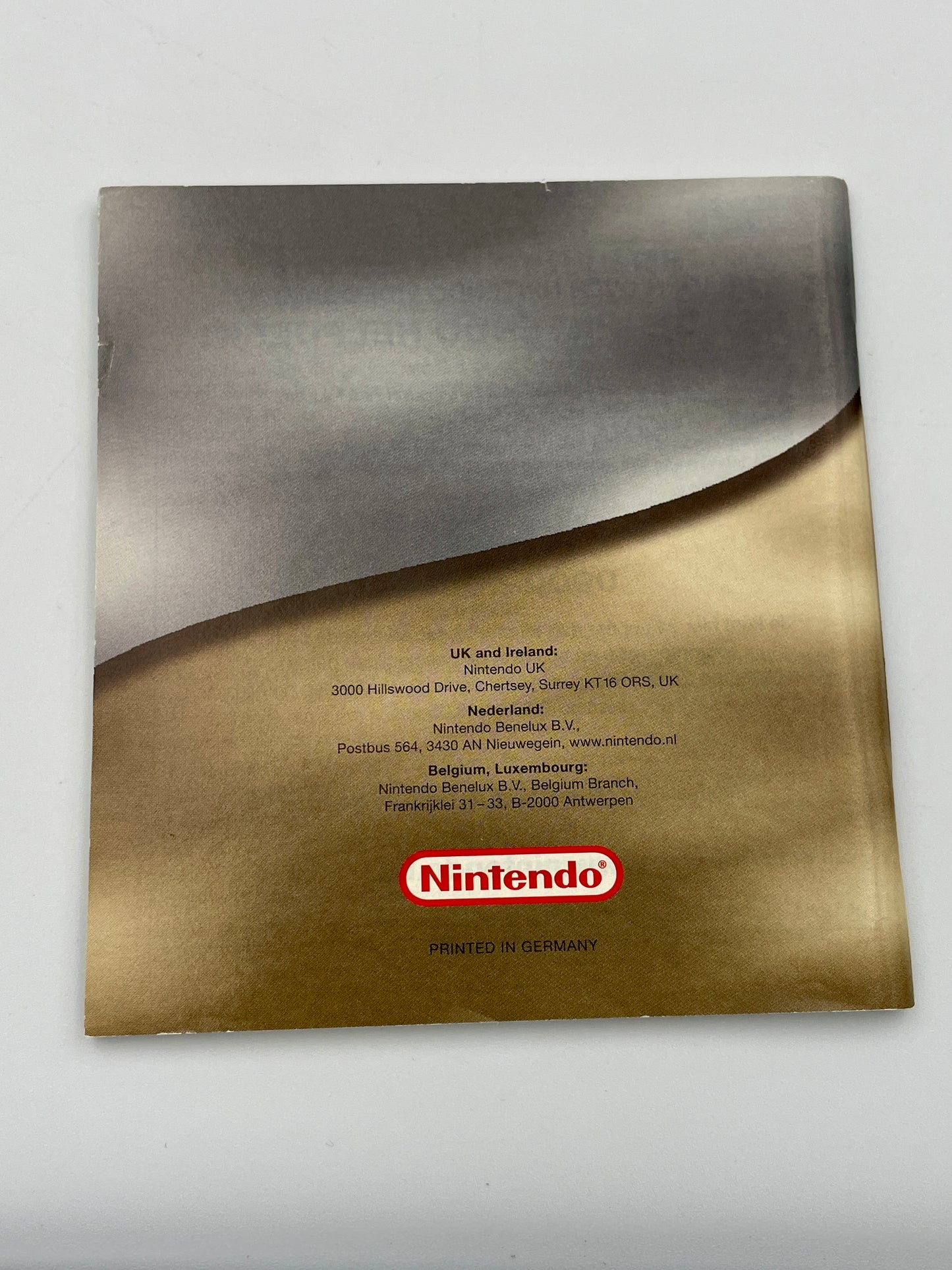 Nintendo branded metallic surface with logo on a white background
