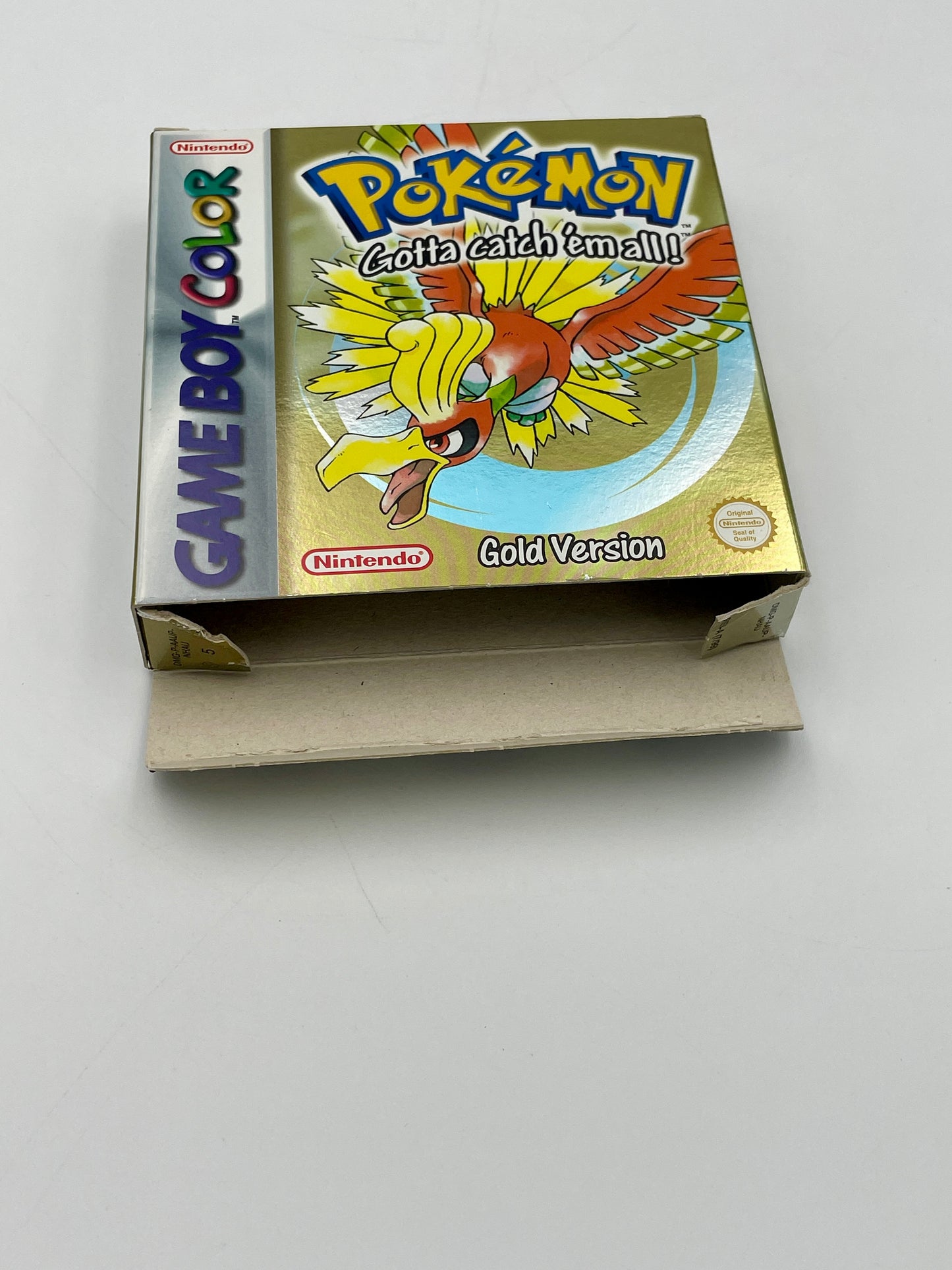 Pokémon Game Boy Color Gold Version packaging on a white background