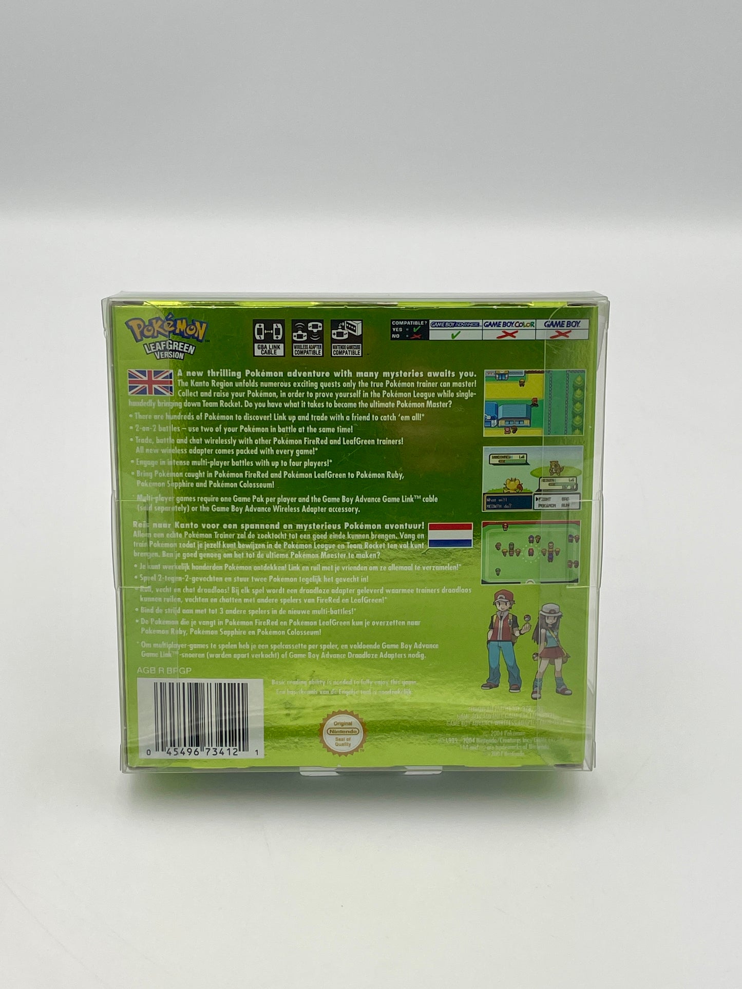 Back view of a Pokémon trading card game packaging with text and graphics on a white background