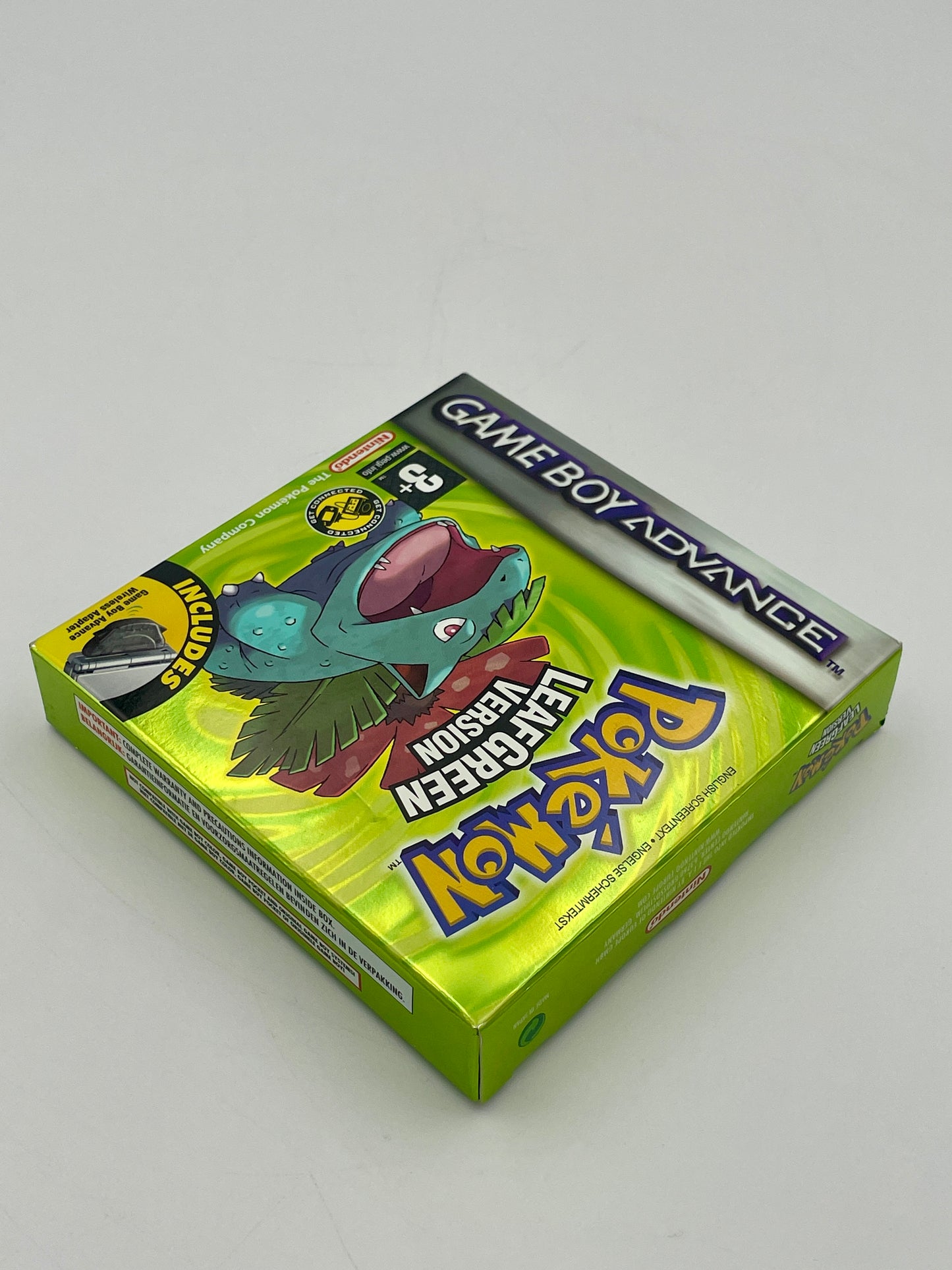 Pokémon Game Boy Advance game case with a green and yellow design