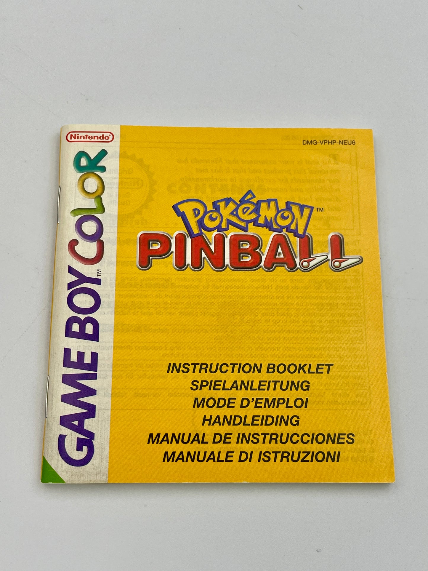 Instruction booklet for Pokémon Pinball on Game Boy Color with Nintendo logo