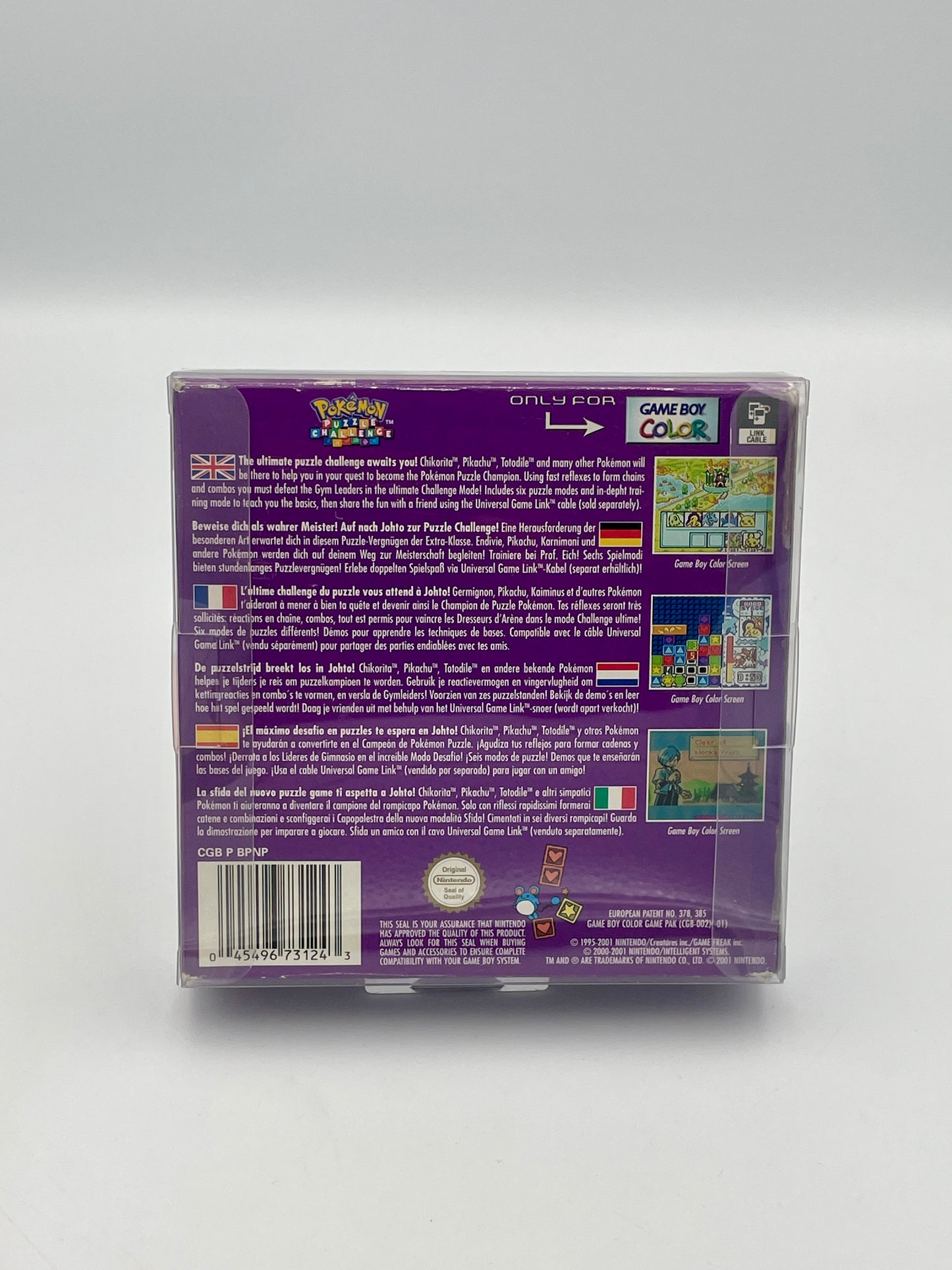 Back view of a Game Boy Color game case with text and graphics on a white background