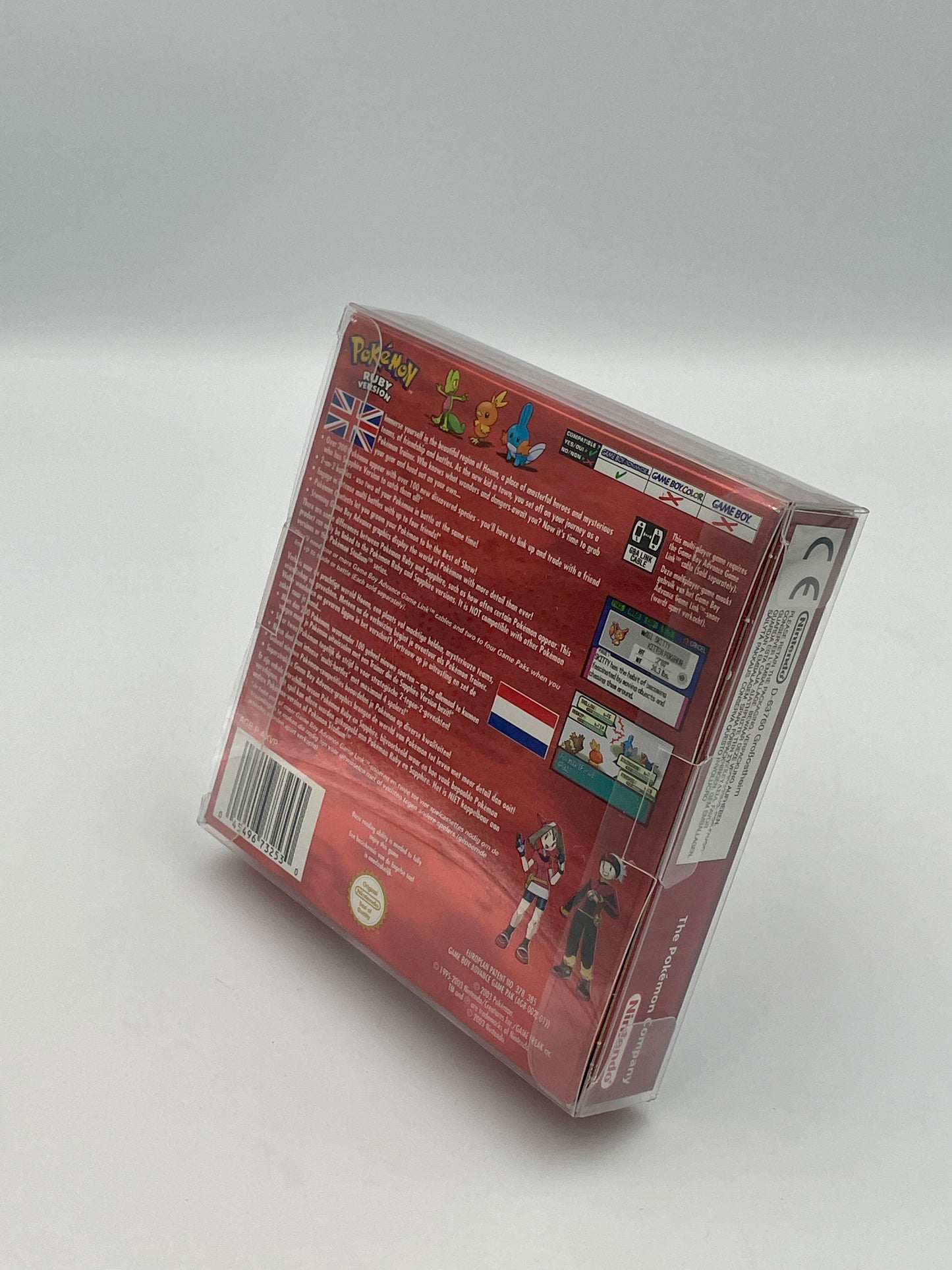 Back view of a red product box with text and graphics on a white background