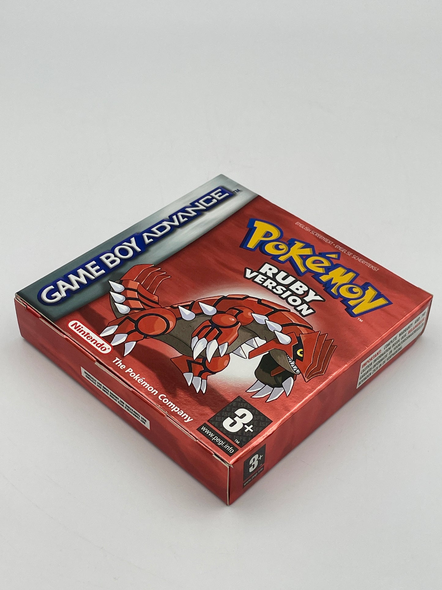 Pokémon Ruby Version Game Boy Advance packaging on a light gray background