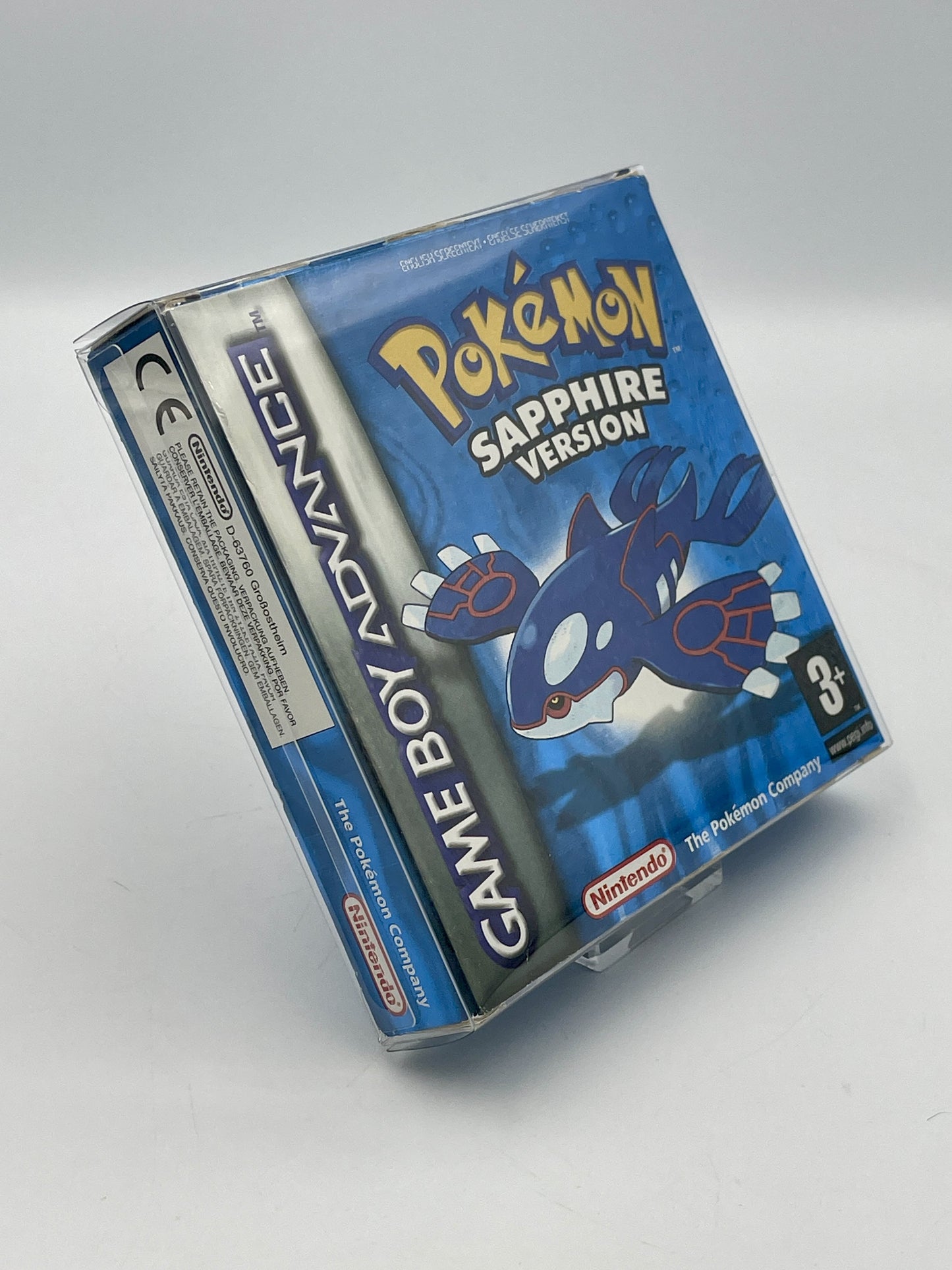 Pokémon Sapphire Version Game Boy Advance packaging on a white background