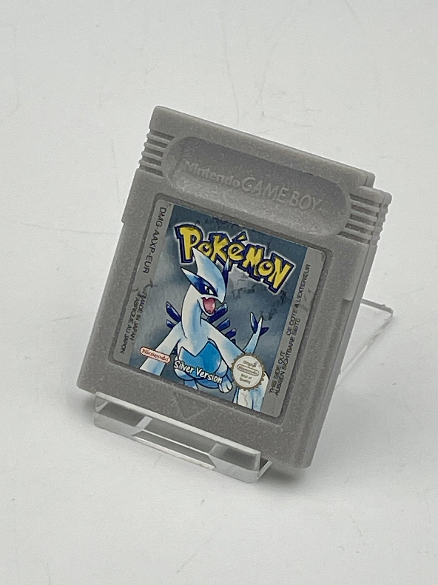 Pokémon Silver Version game cartridge for Game Boy on a white background