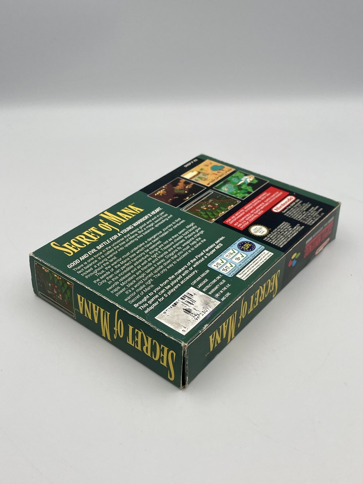 Box of 'Secret of Mana' on a gray background