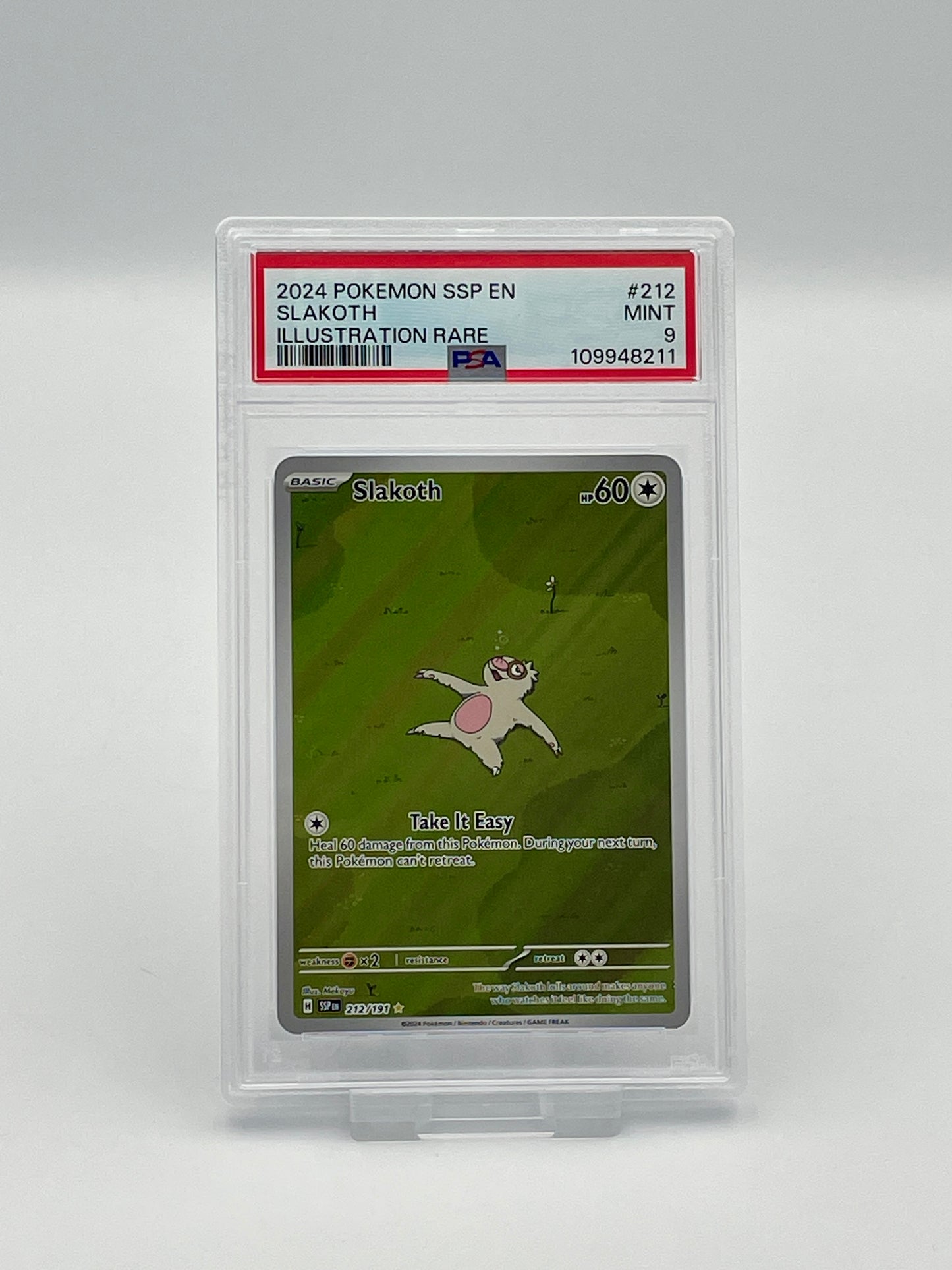 Slakoth #212 Illustration Rare – Surging Sparks – PSA 9
