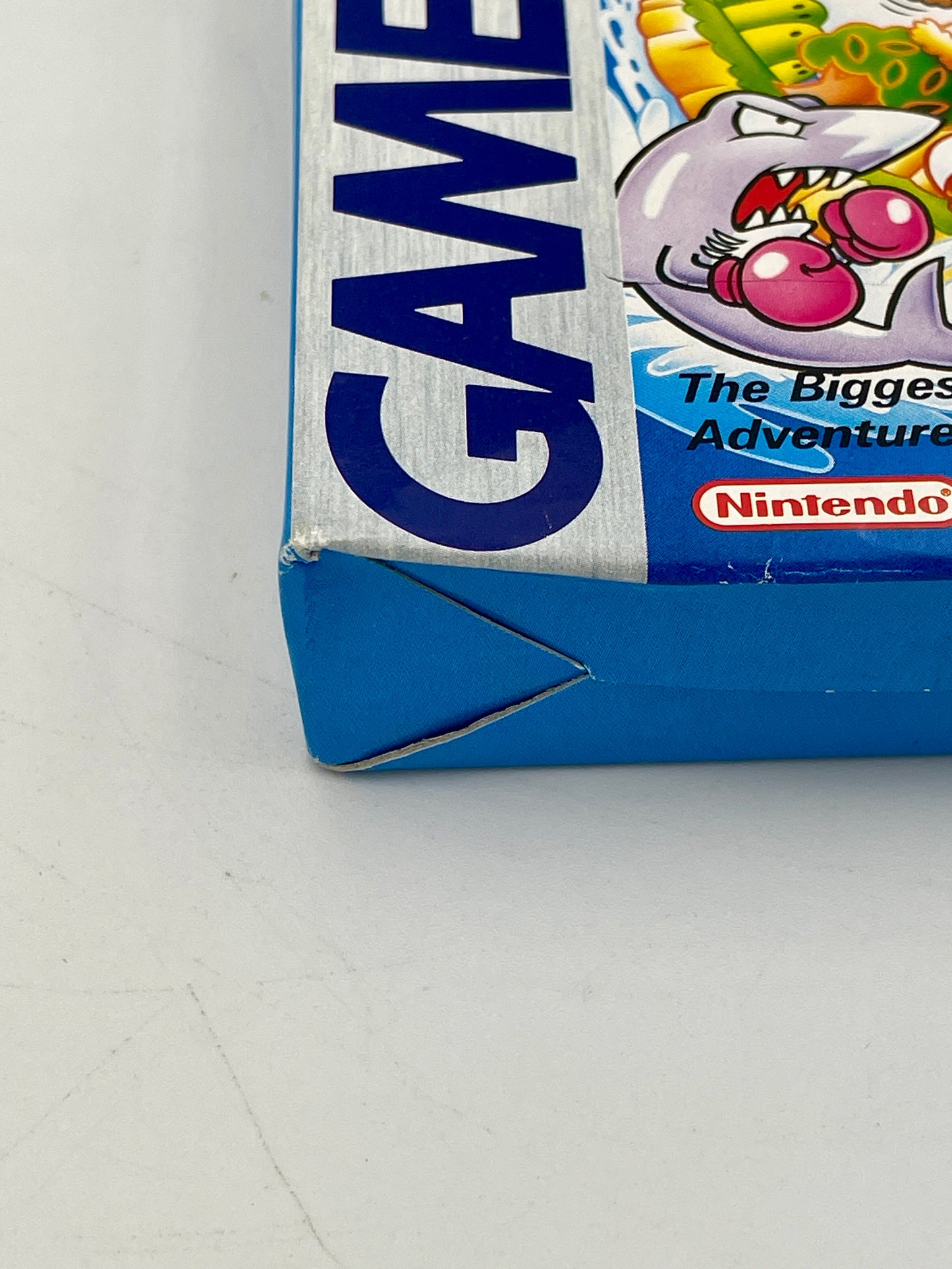 Close-up of a Game Boy Color cartridge packaging with a cartoon character on a white background