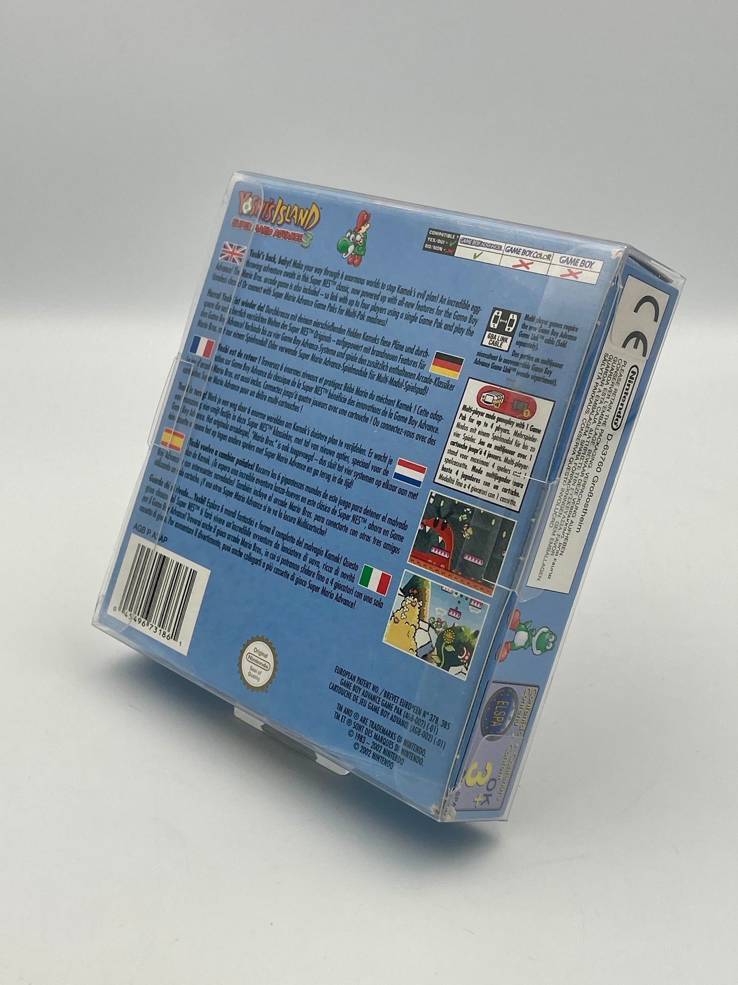 Back view of a video game case with text and graphics on a gray background