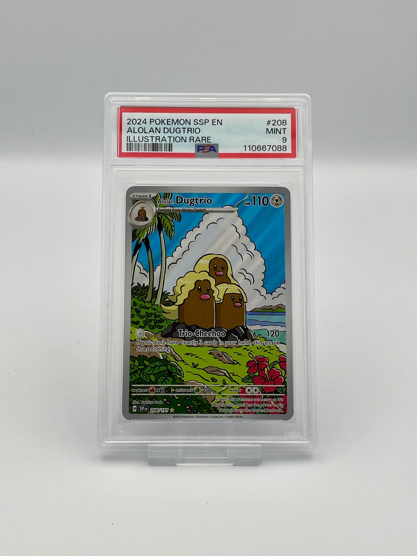 Alolan Dugtrio #208 Illustration Rare – Surging Sparks – PSA 9