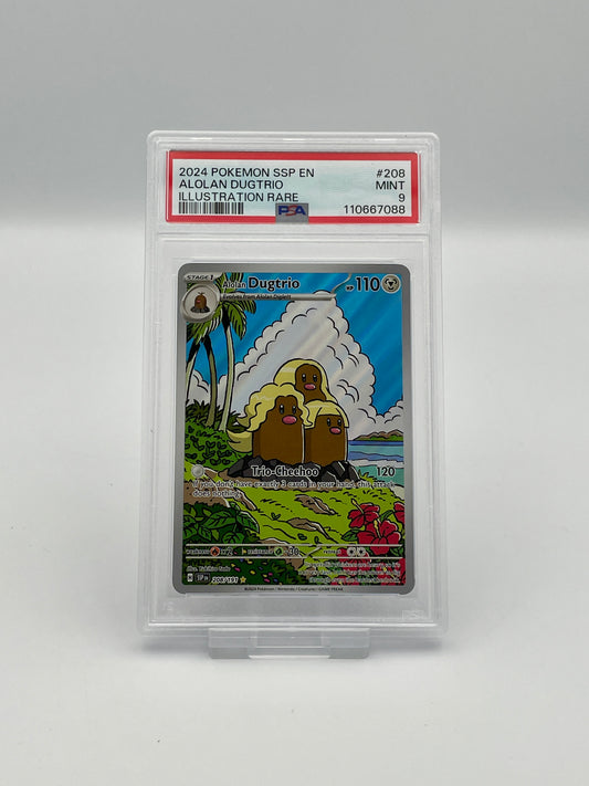 Alolan Dugtrio #208 Illustration Rare – Surging Sparks – PSA 9