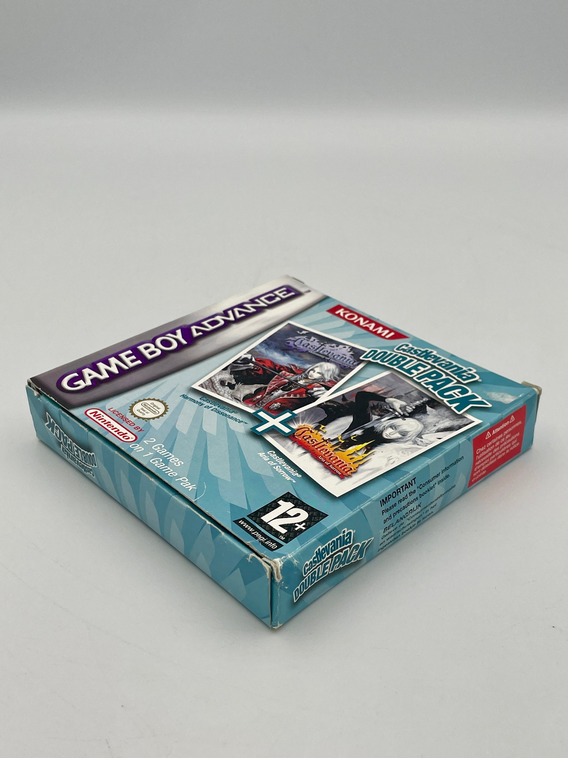 Game Boy Advance game case with Konami branding on a gray background