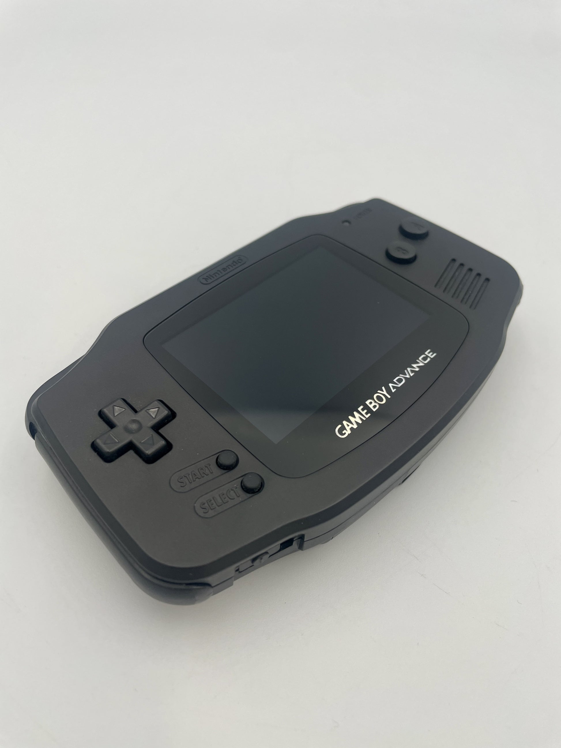 Black Game Boy Advance on a white background