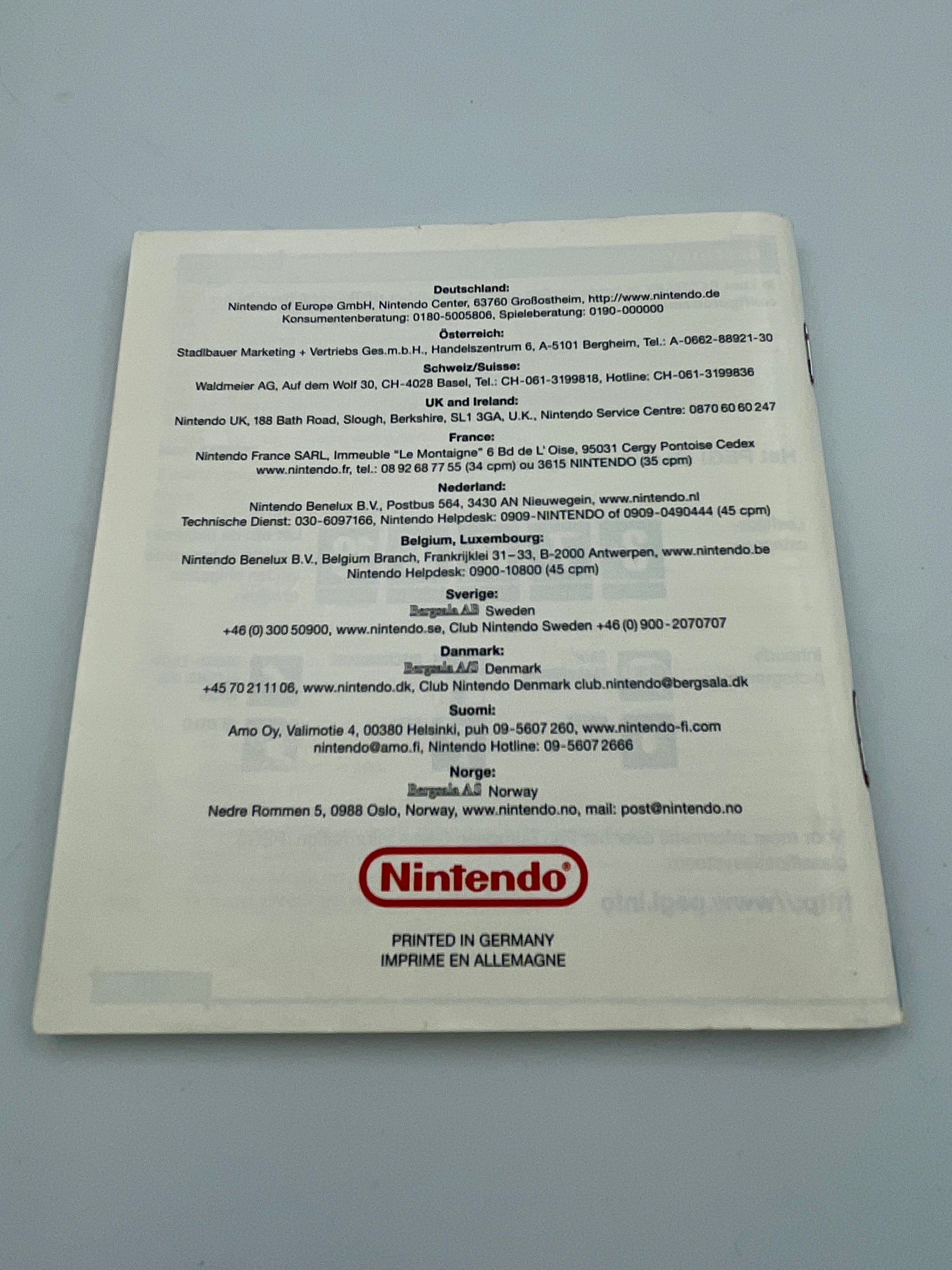Nintendo product packaging with text and logo on a gray background