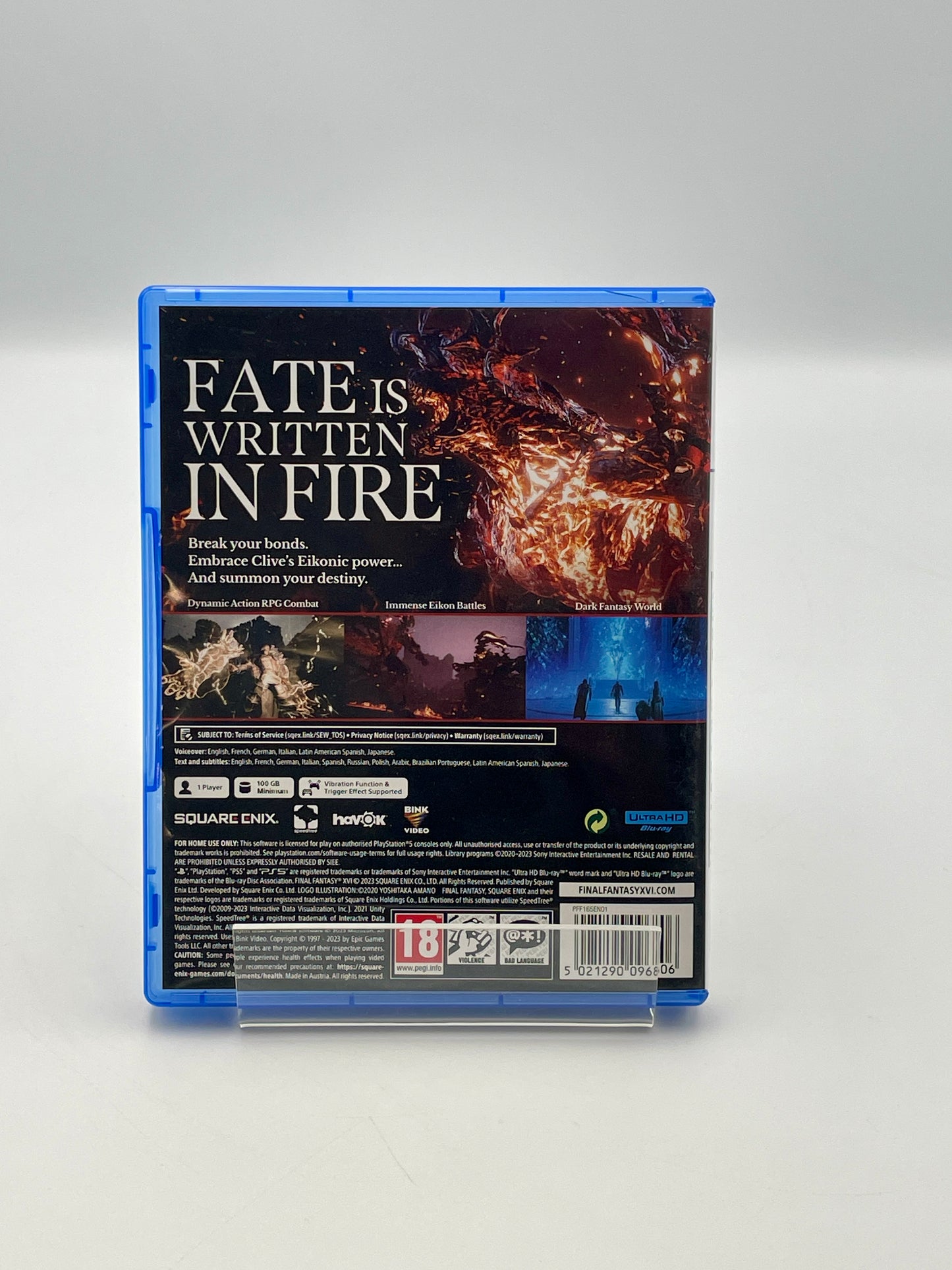 Game box with 'Fate is Written in Fire' text and fiery design on a gray background