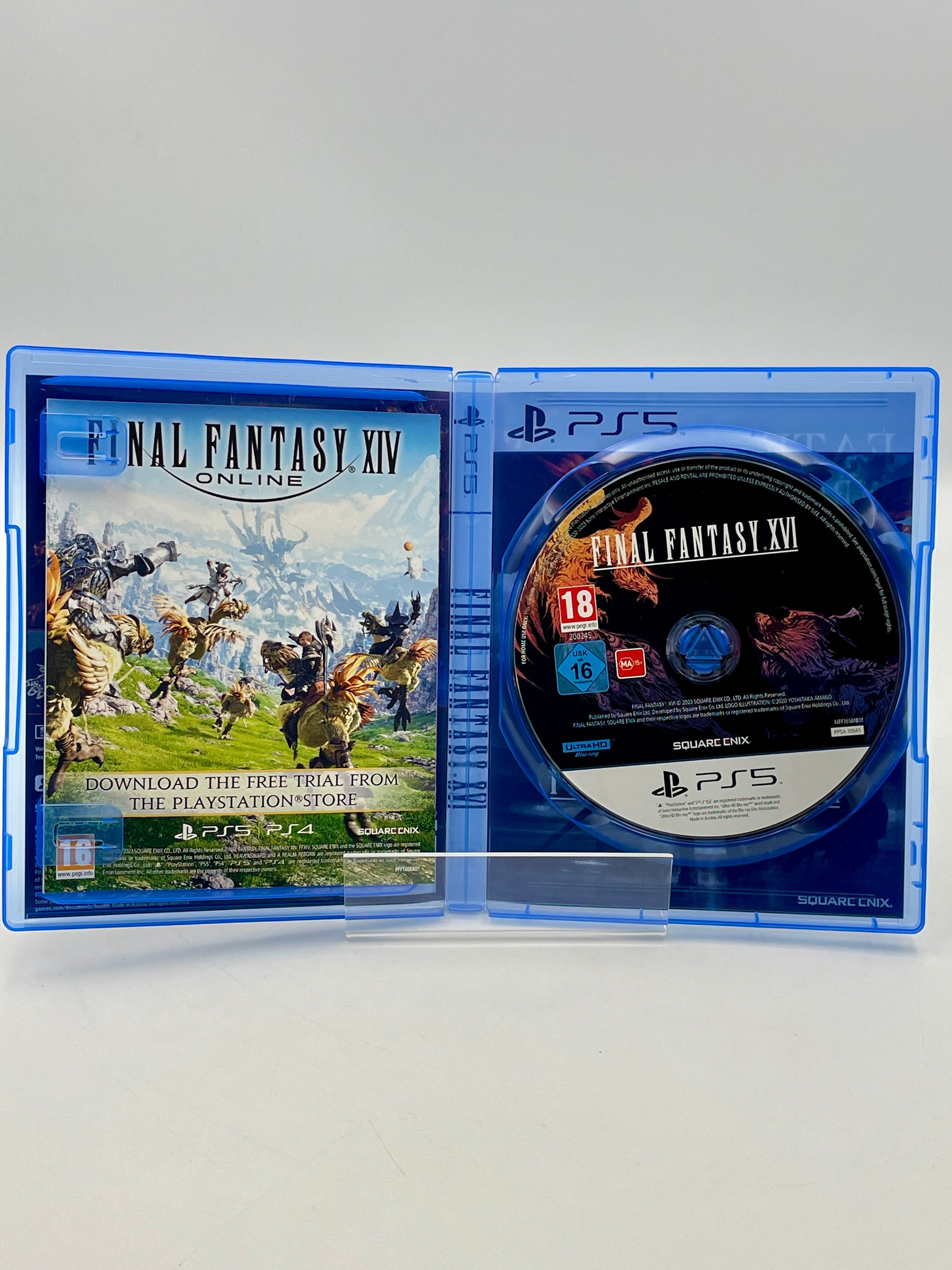 Final Fantasy XIV game disc and cover on a white background