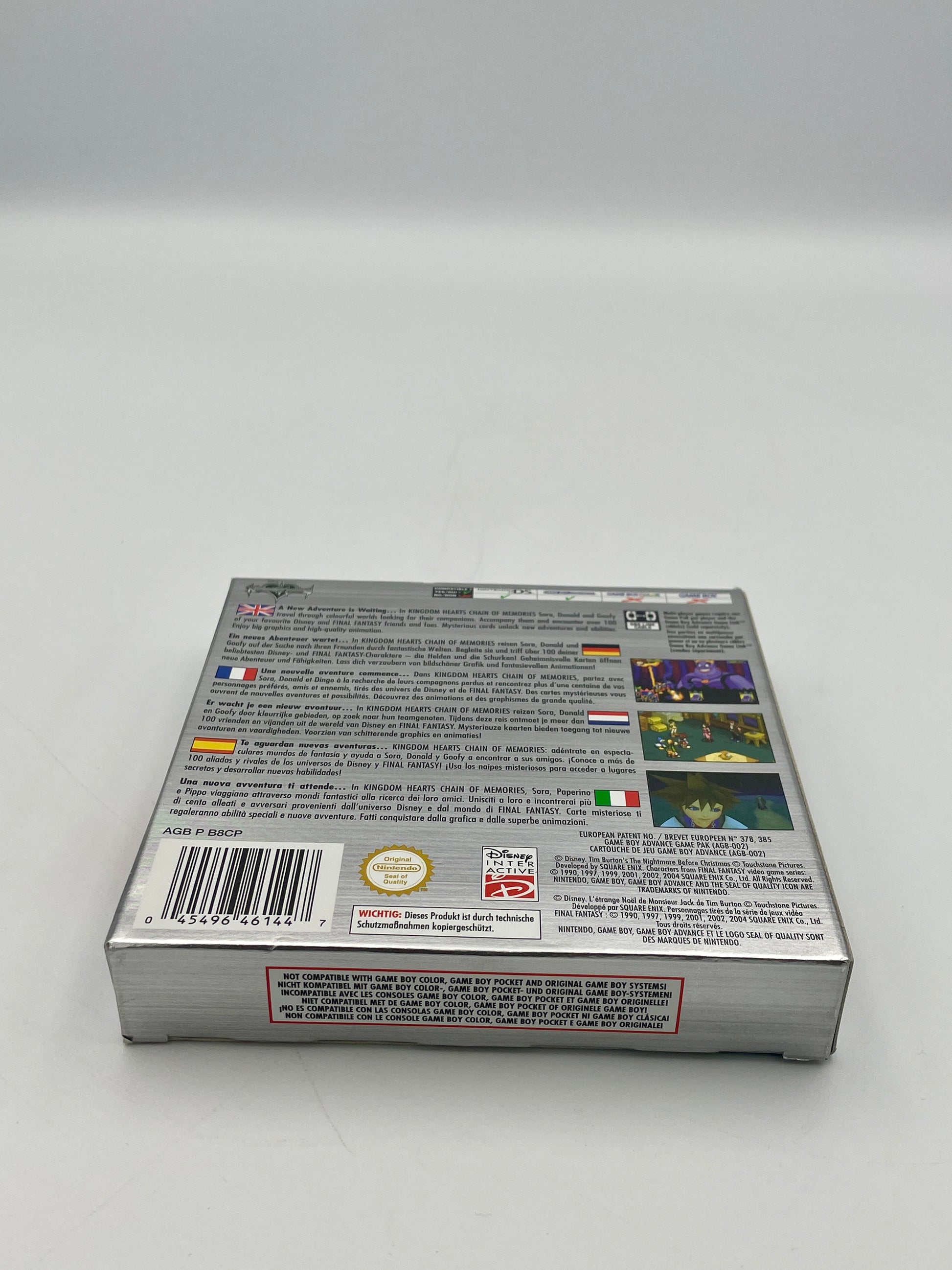 Back view of a video game case with text and graphics on a gray background