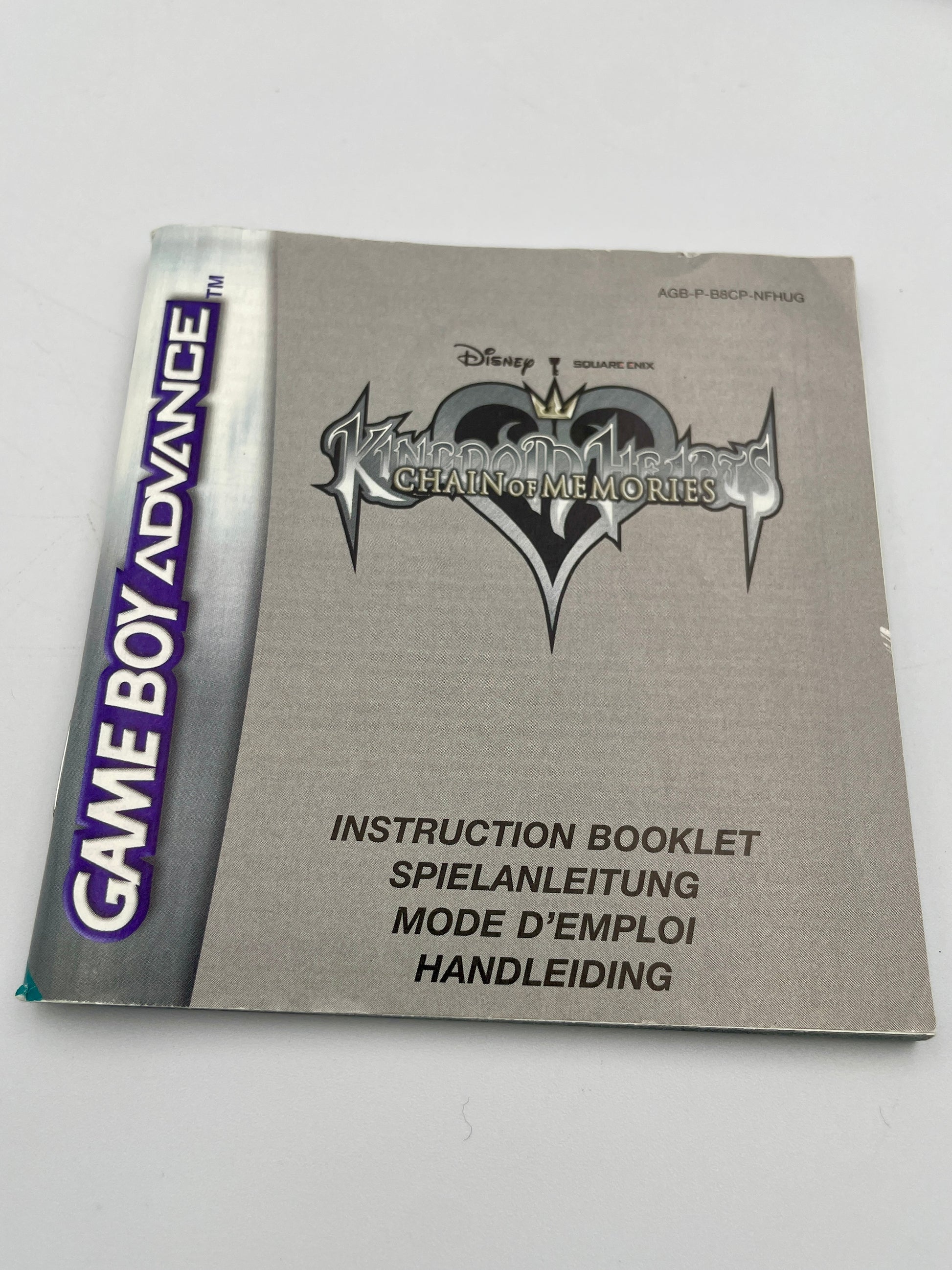 Instruction booklet for 'Kingdom Hearts: Chain of Memories' on Game Boy Advance with Disney logo.