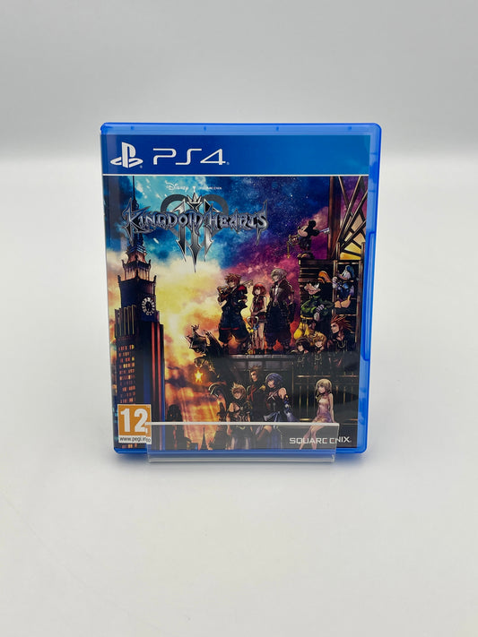 PlayStation 4 game console with Kingdom Hearts III cover on a white background