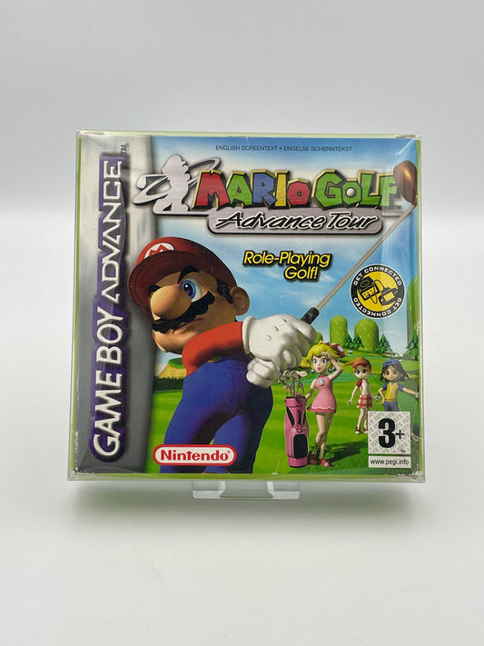 Mario Golf Advance Tour Game Boy Advance game cartridge on a white background