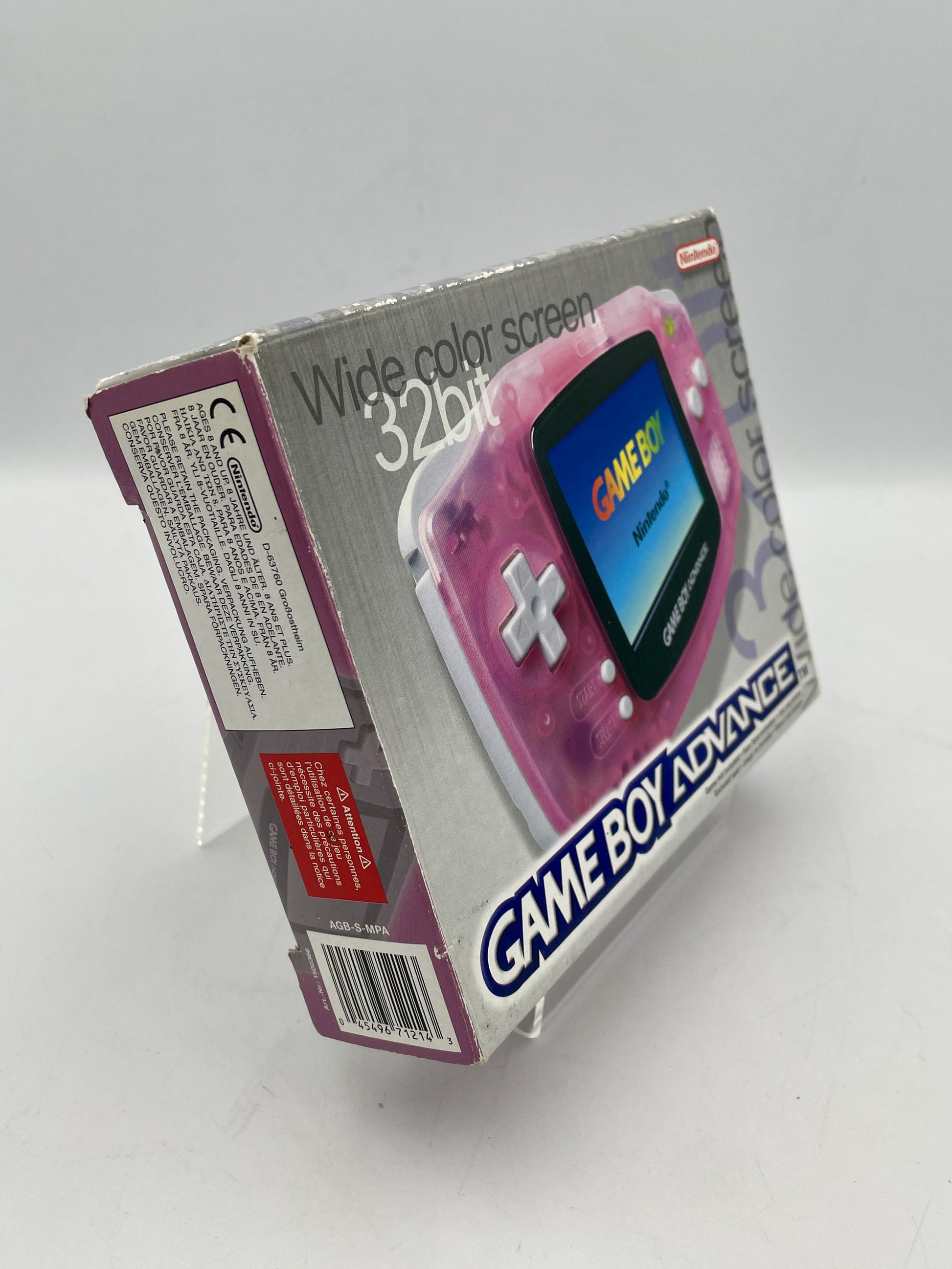 Pink Game Boy Advance packaging on a white background