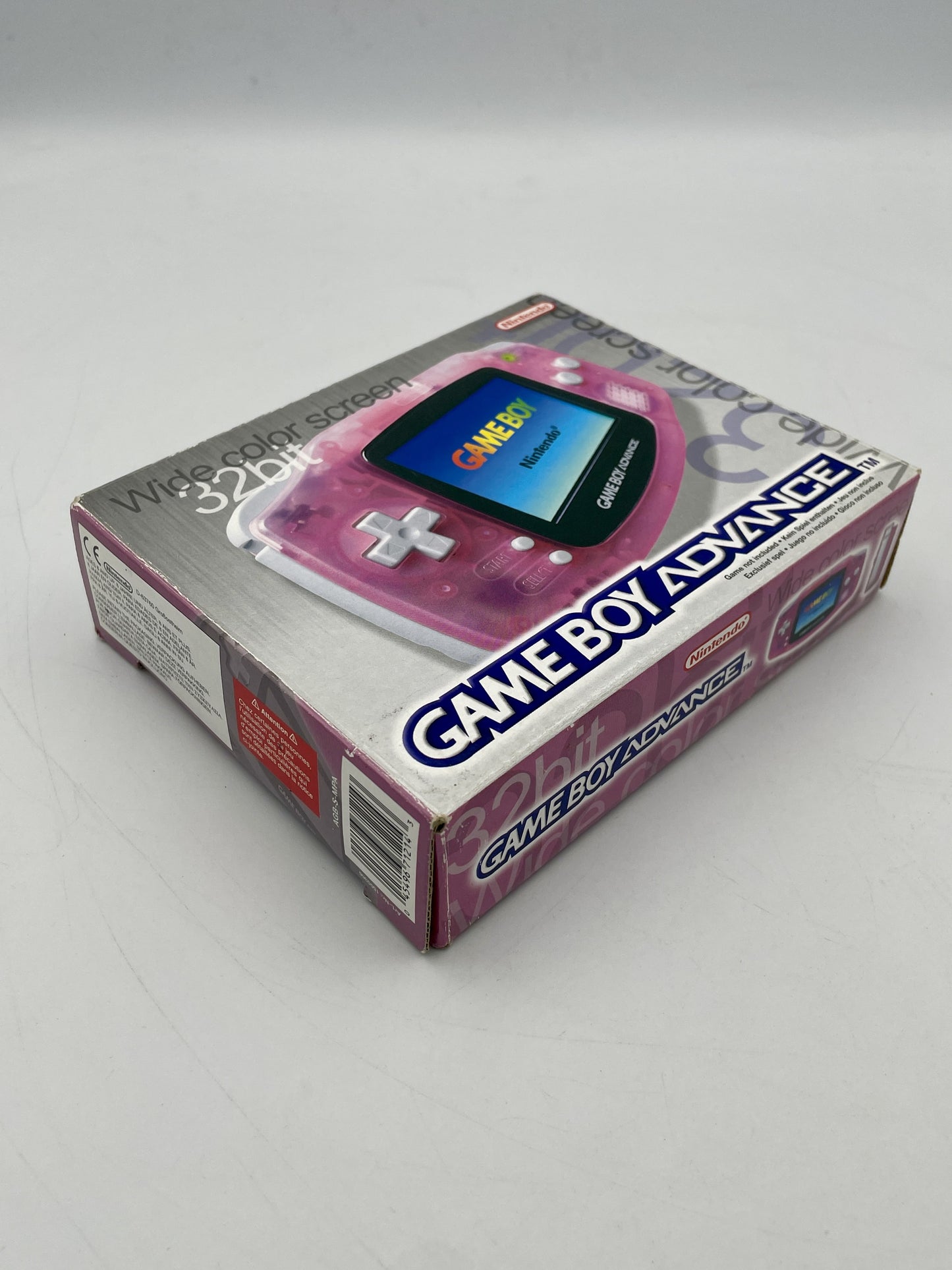 Nintendo Game Boy Advance Fuchsia Pink Complete in Box – authentic boxed pink GBA handheld console with original packaging.