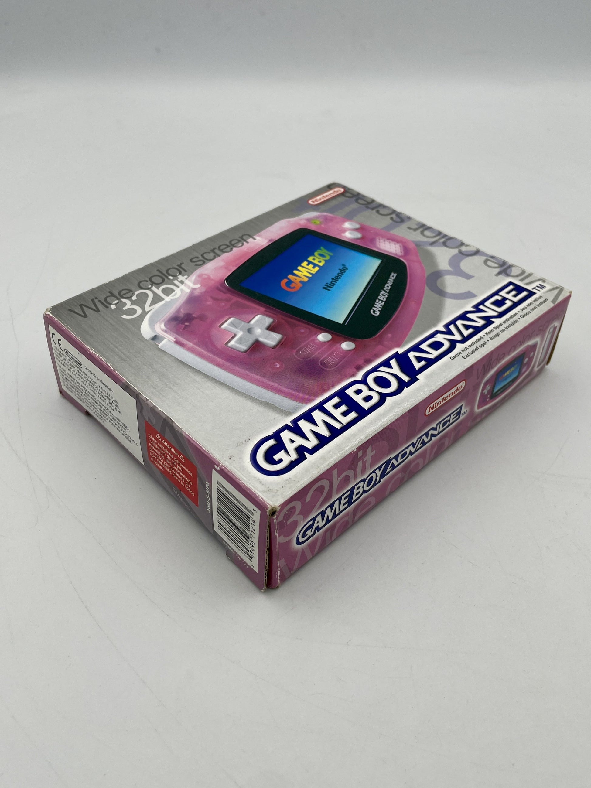 Nintendo Game Boy Advance Fuchsia Pink Complete in Box – authentic boxed pink GBA handheld console with original packaging.