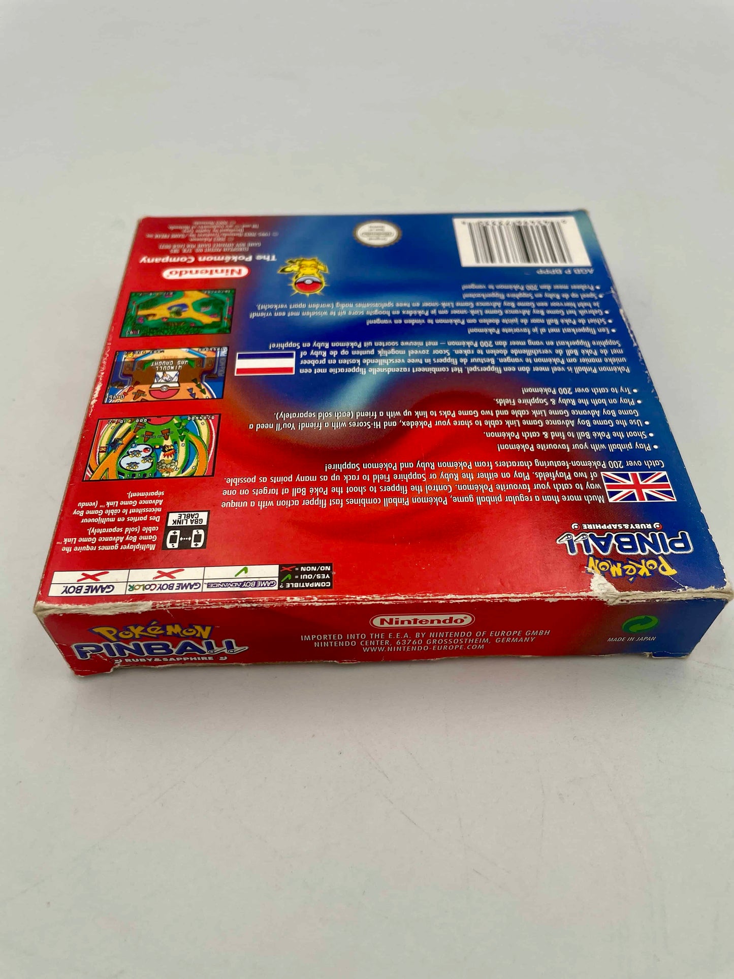 Red and blue box with graphics and text on a white background