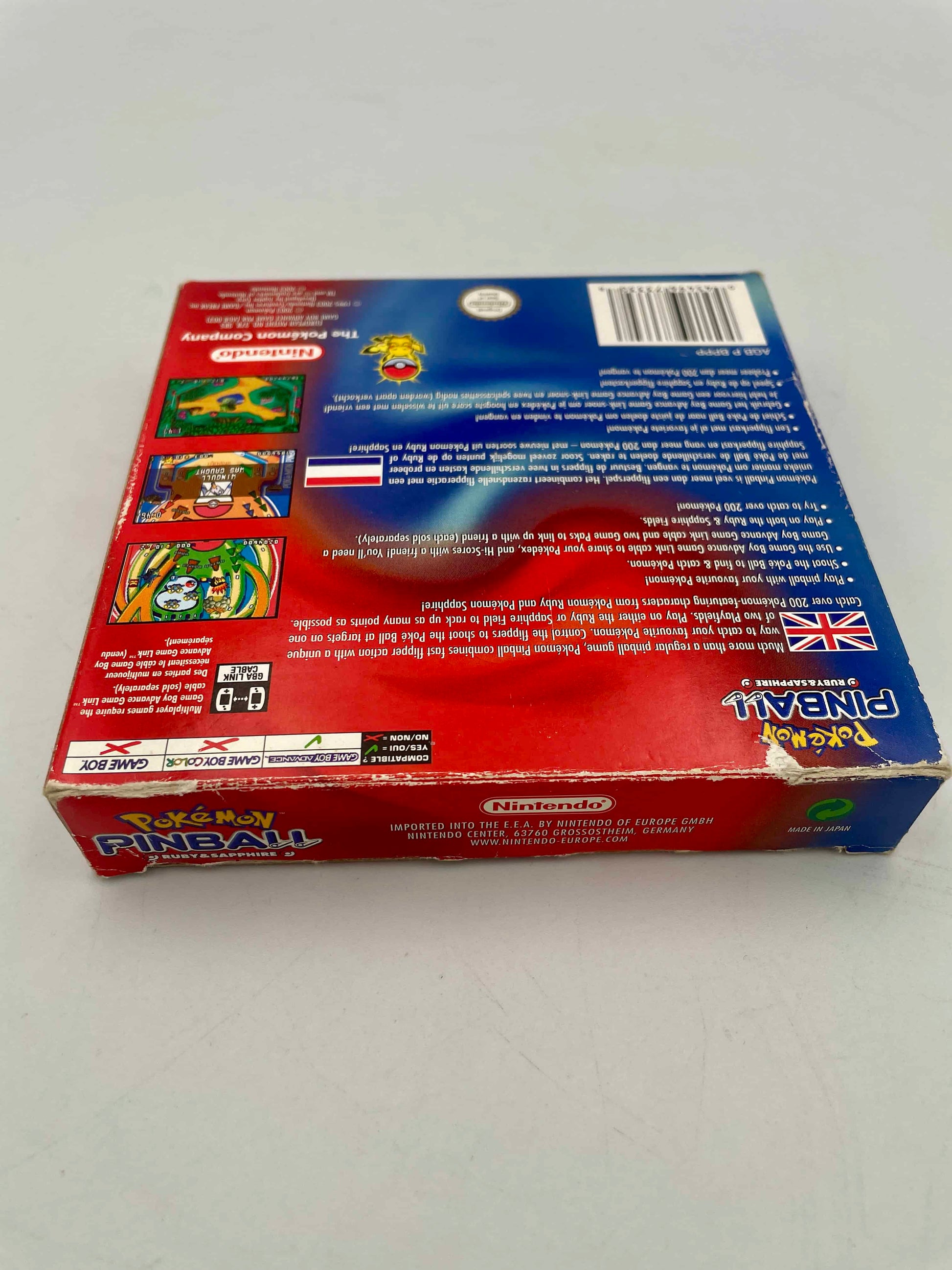 Red and blue box with graphics and text on a white background