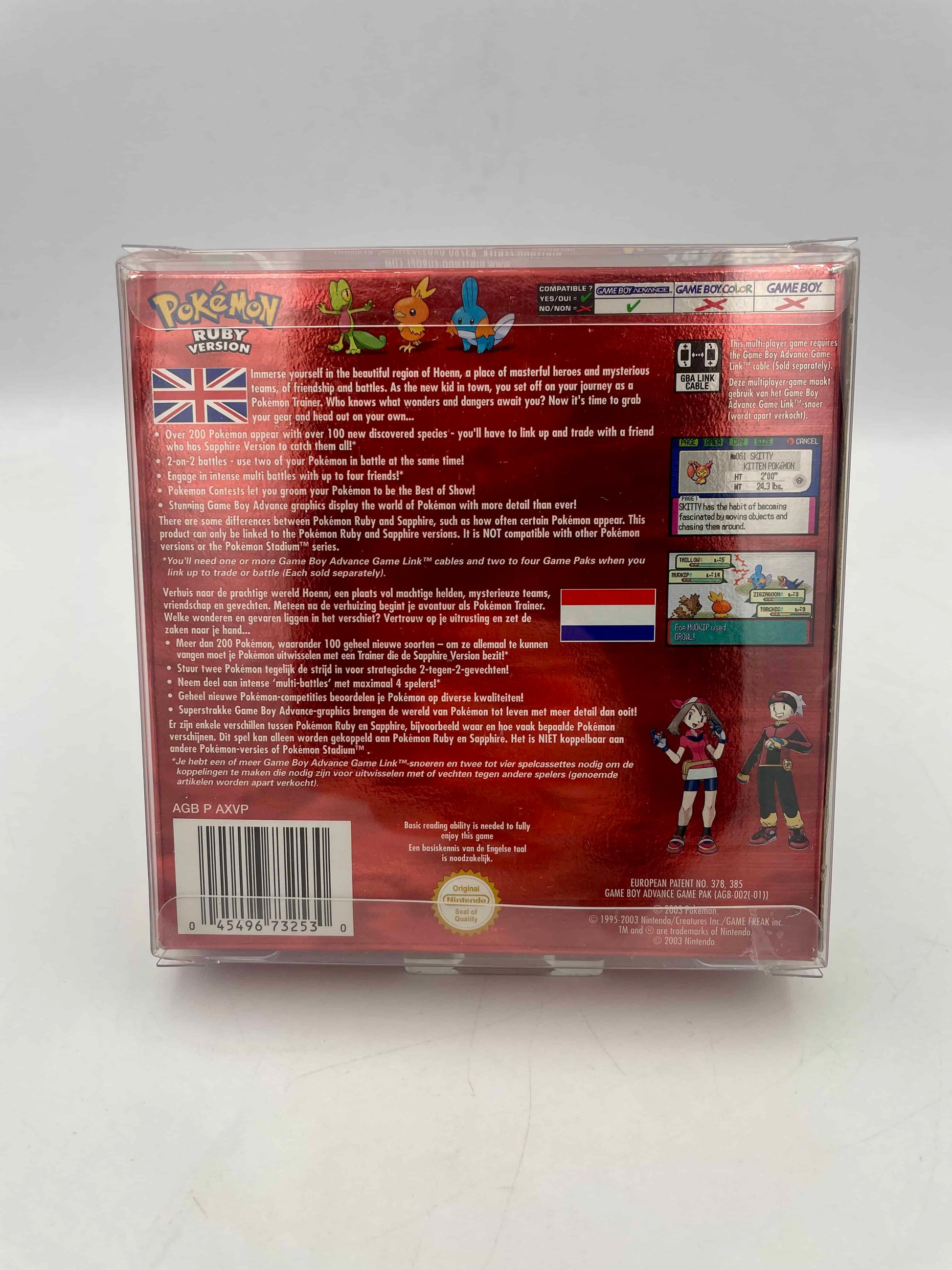 Back of a Pokémon trading card game packaging with text and graphics.