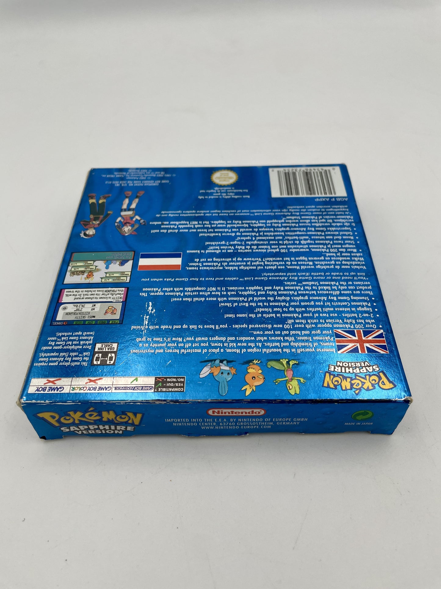 Nintendo Game Boy Advance Pokémon Sapphire Complete in Box – genuine boxed GBA Pokémon game with cartridge, box and inserts.