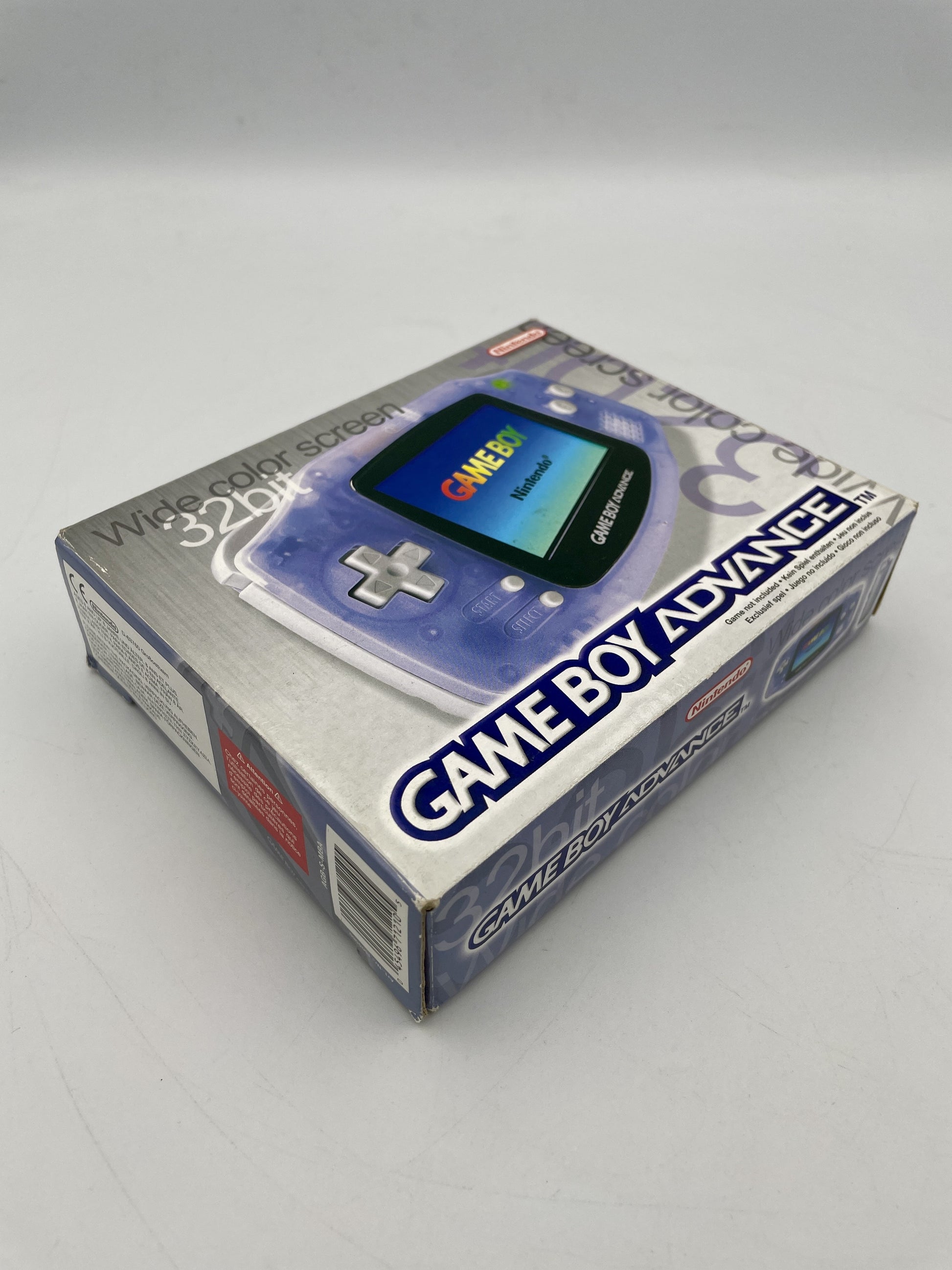 Box of Game Boy Advance on a gray background
